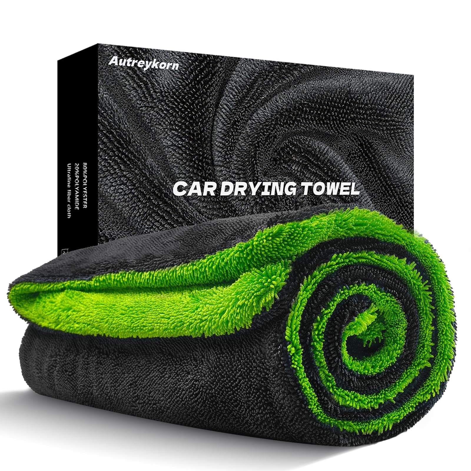 Autreykorn Toalla Secado Coche XXL (90x60 cm) 1400 gsm Microfibra Ultra Absorbente, Doble Cara para un Secado Rápido Sin Rayas Coches, Motos, Barcos y Detallado de Vehículos