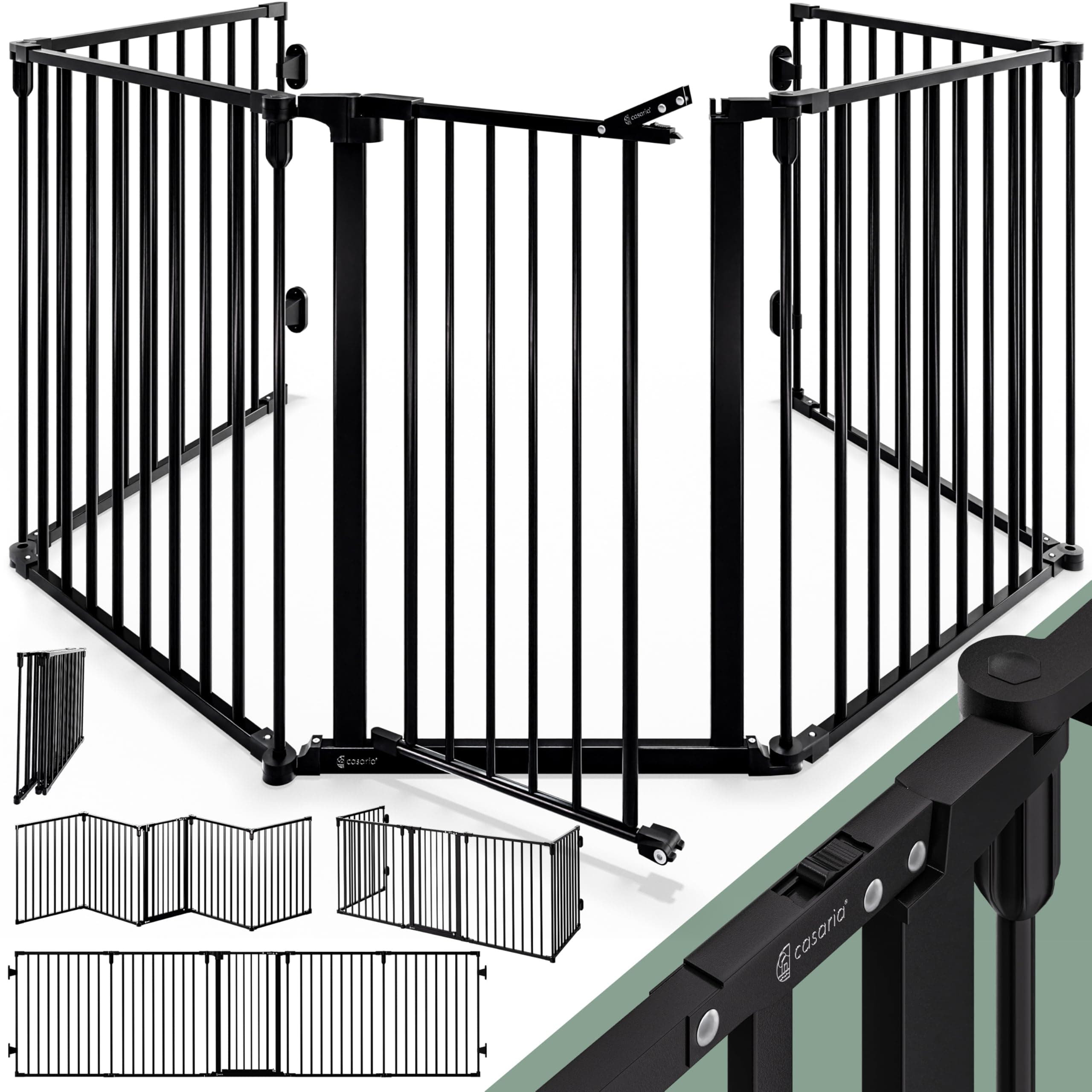 CASARIA® Rejilla Barrera de Seguridad Chimenea Protección Niños 306x76cm Protector Puerta Valla Perros