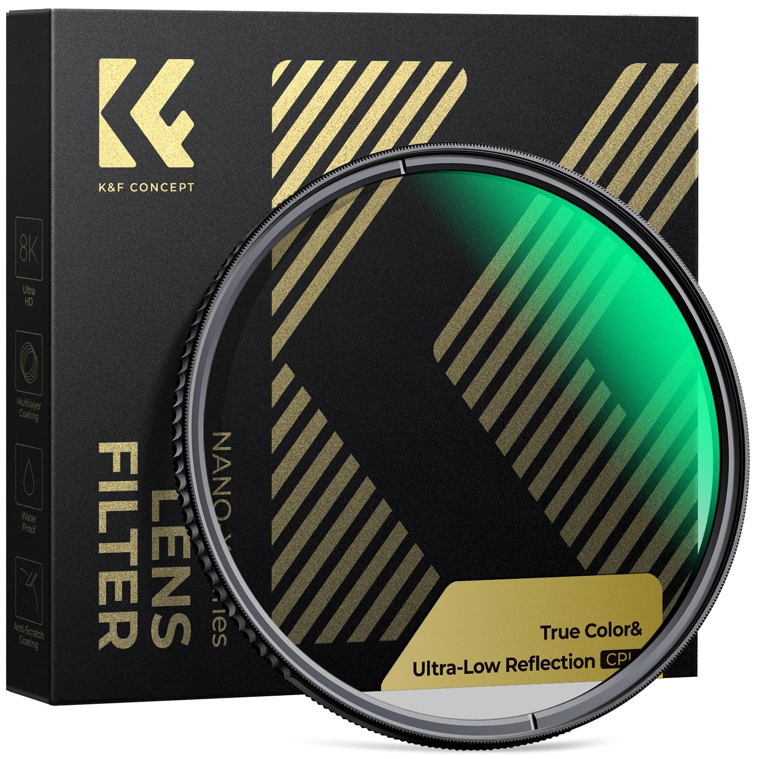 K&F CONCEPT 2-IN-1 Filter 82mm True Color Polfilter & Ultra-niedrige Reflexion Polfilter, Optisches Glas mit Multi-Nano-Beschichtung (Nano-Xcel)