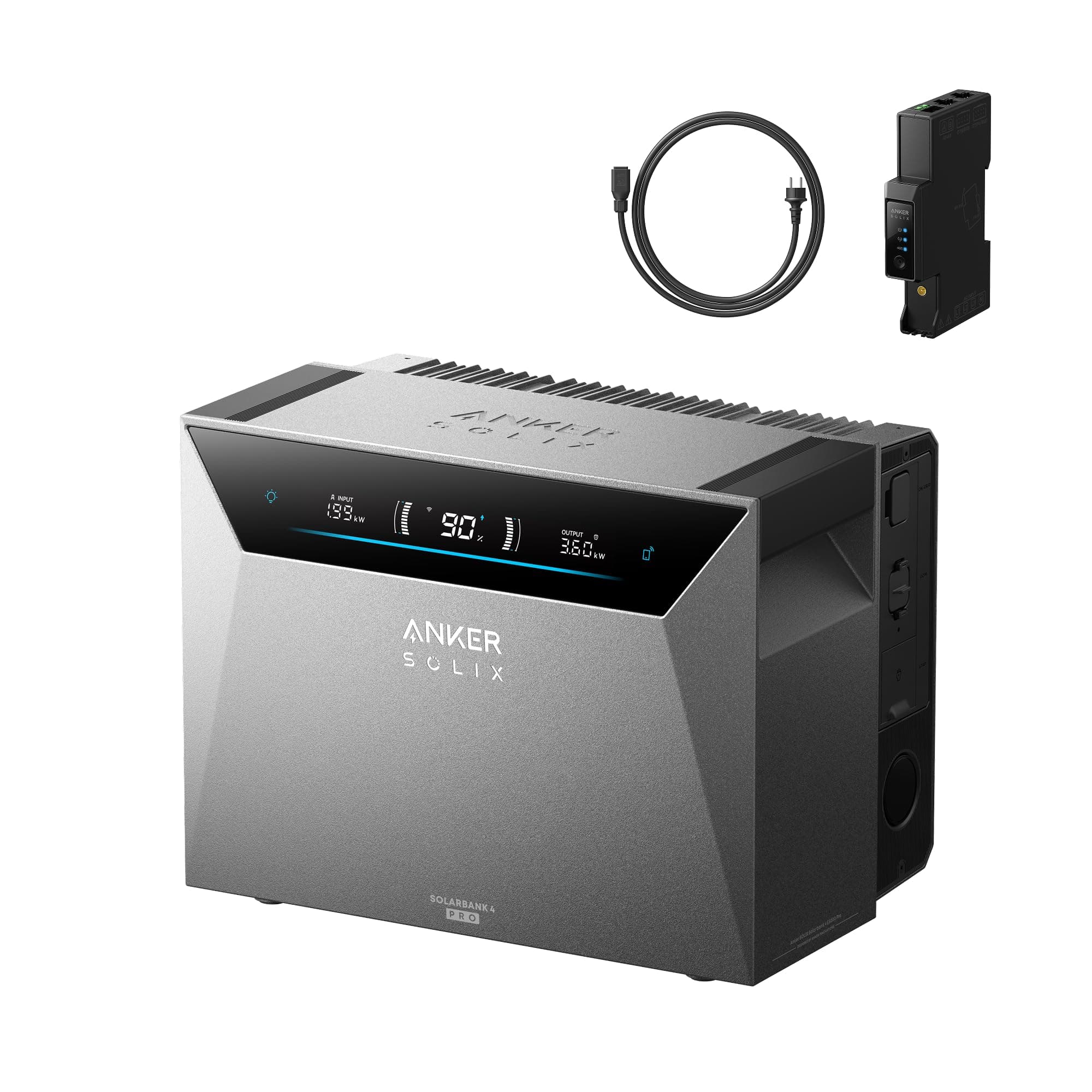 Anker SOLIX 4 Pro Solarbank+Smart Meter Gen2, Balkonkraftwerk mit Speicher | 4 MPPT, 5000W Solareingang, bis zu 30kWh Kapazität, 2500W bidirektionales Laden, 10000 Zyklen, Anker Intelligence, Plug&Play