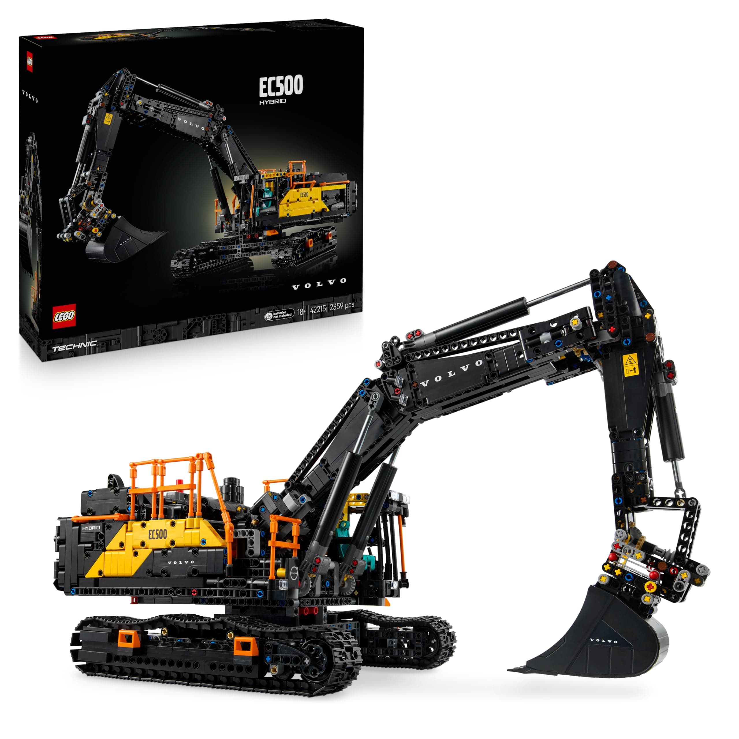LEGO Technic Escavatore Volvo EC500 Hybrid 42215 | Set per adulti, veicolo giocattolo da cantiere motorizzato, con braccio, cingoli mobili e accessori, idea regalo, 2359 pezzi