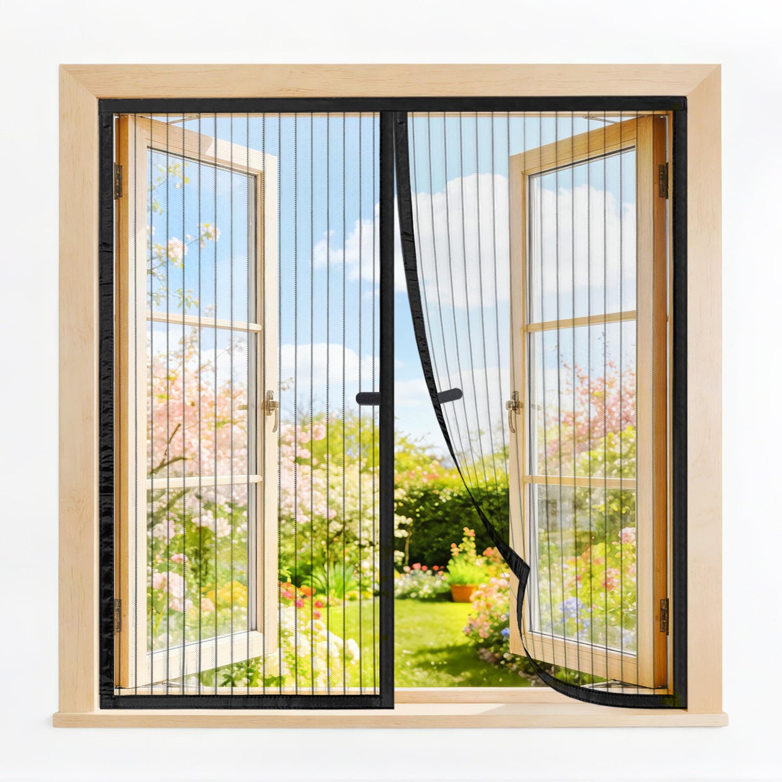 Moustiquaire Fenêtre Magnétique 100x135cm Noir, Rideau Anti-Moustique Fermeture Automatique, Maille Ultra Fine, Sans Perçage, Installation Facile, Pour la plupart des fenêtres et Portes de Balcon