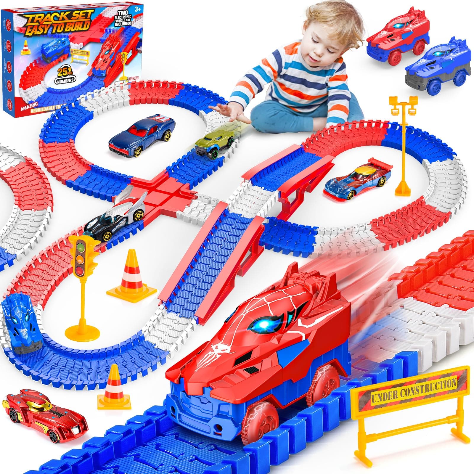 Toyokid Juguetes Niños 2 3 4 5 6 Años, Coche Regalo Niño Niña 3-6 Años Eléctrico Pista de Coche Regalo Navidad Niño Niña 3-6 Años Juegos Educativos