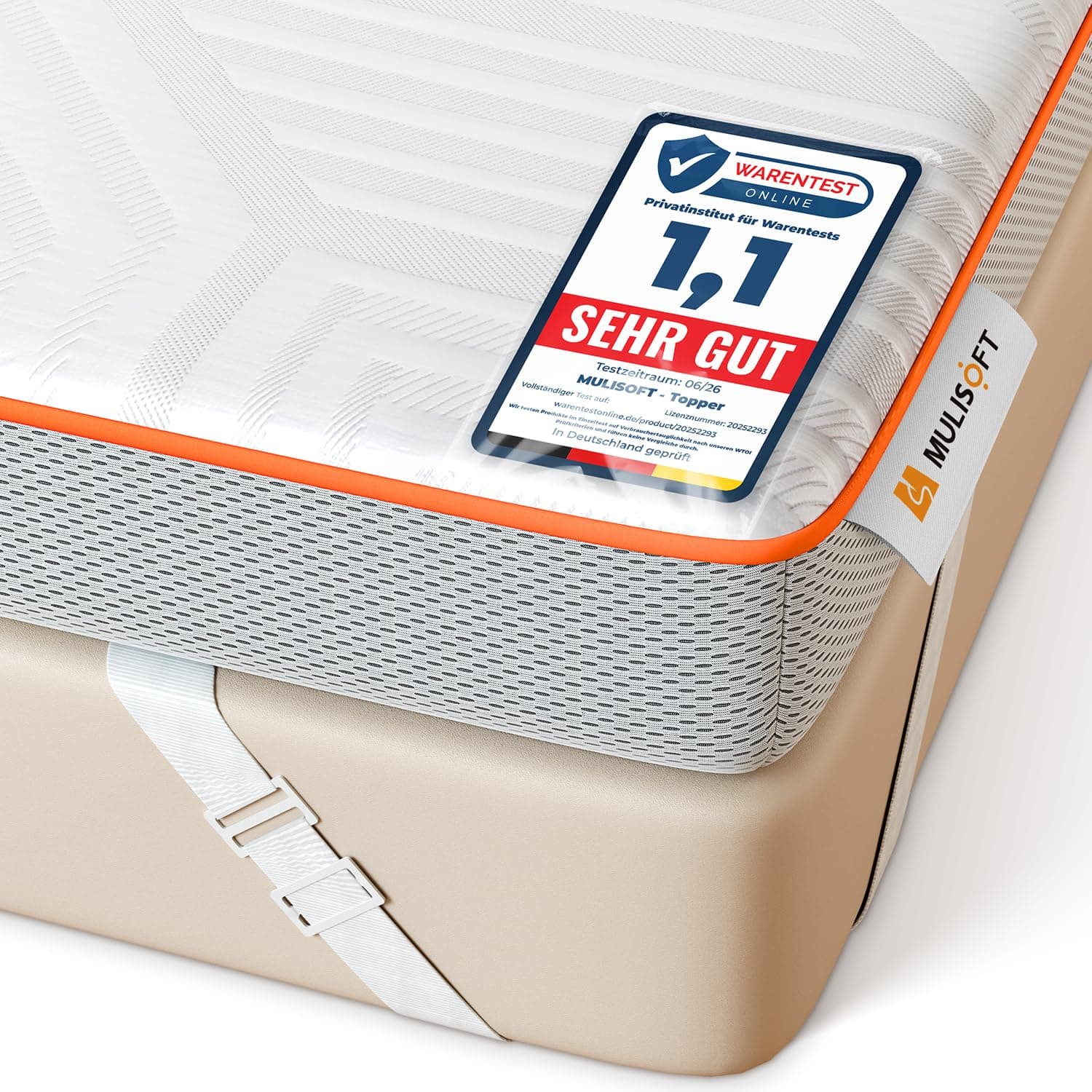 MULISOFT Surmatelas 180x200 cm, H3/H4, 7,5 cm Mousse à Mémoire de Forme Gel | Lavable et Respirant, Pour Lit Coffre, Canapé-Lit et Camping-Car, OEKO-TEX® STANDARD 100