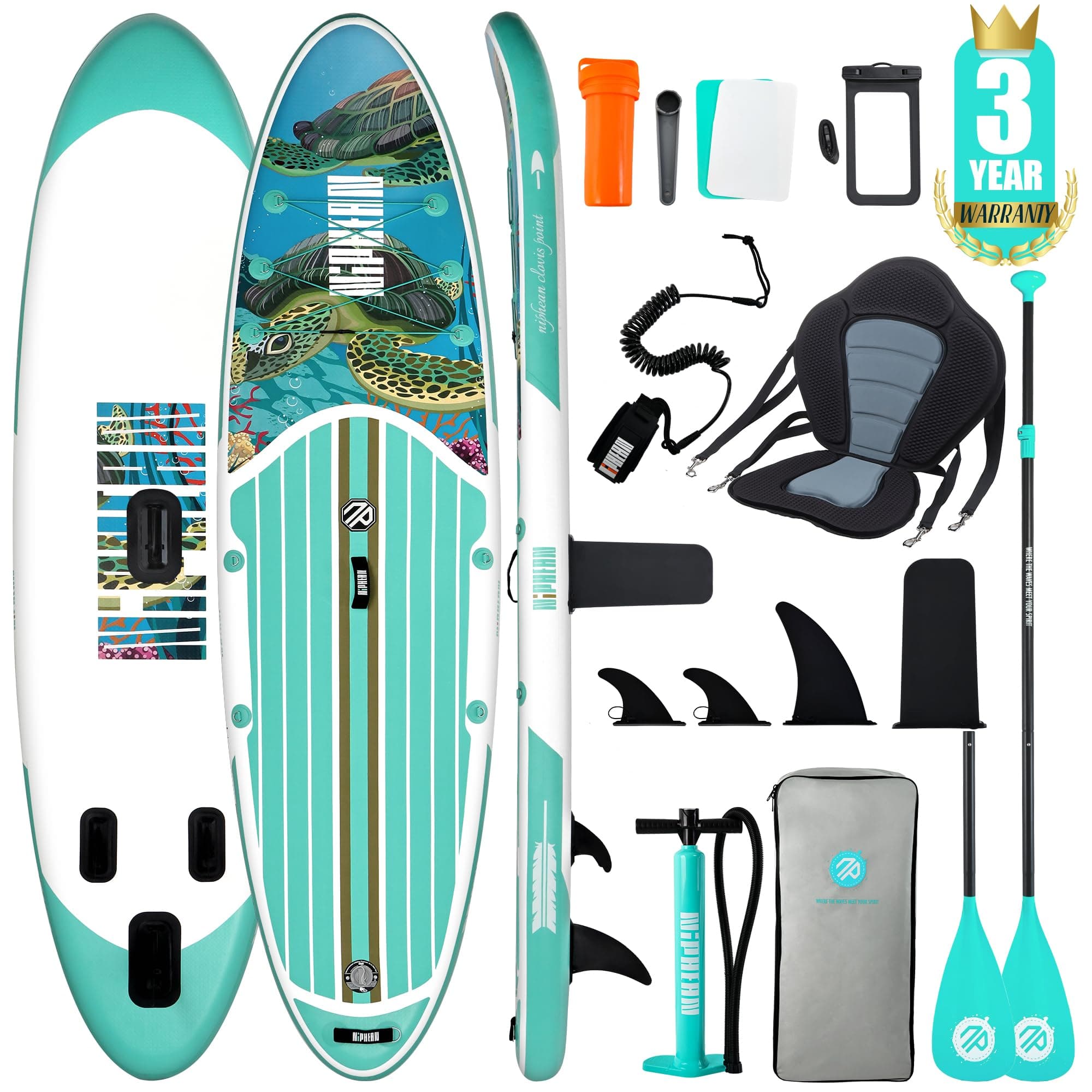 Niphean Tabla Paddle Surf Hinchable para Adultos con Todos los Accesorios, 320cm Paddle Surf Hinchable para Todos los Niveles, Sup Capacidad 200kg para 2 Personas, Stand up Paddle Board con Asiento