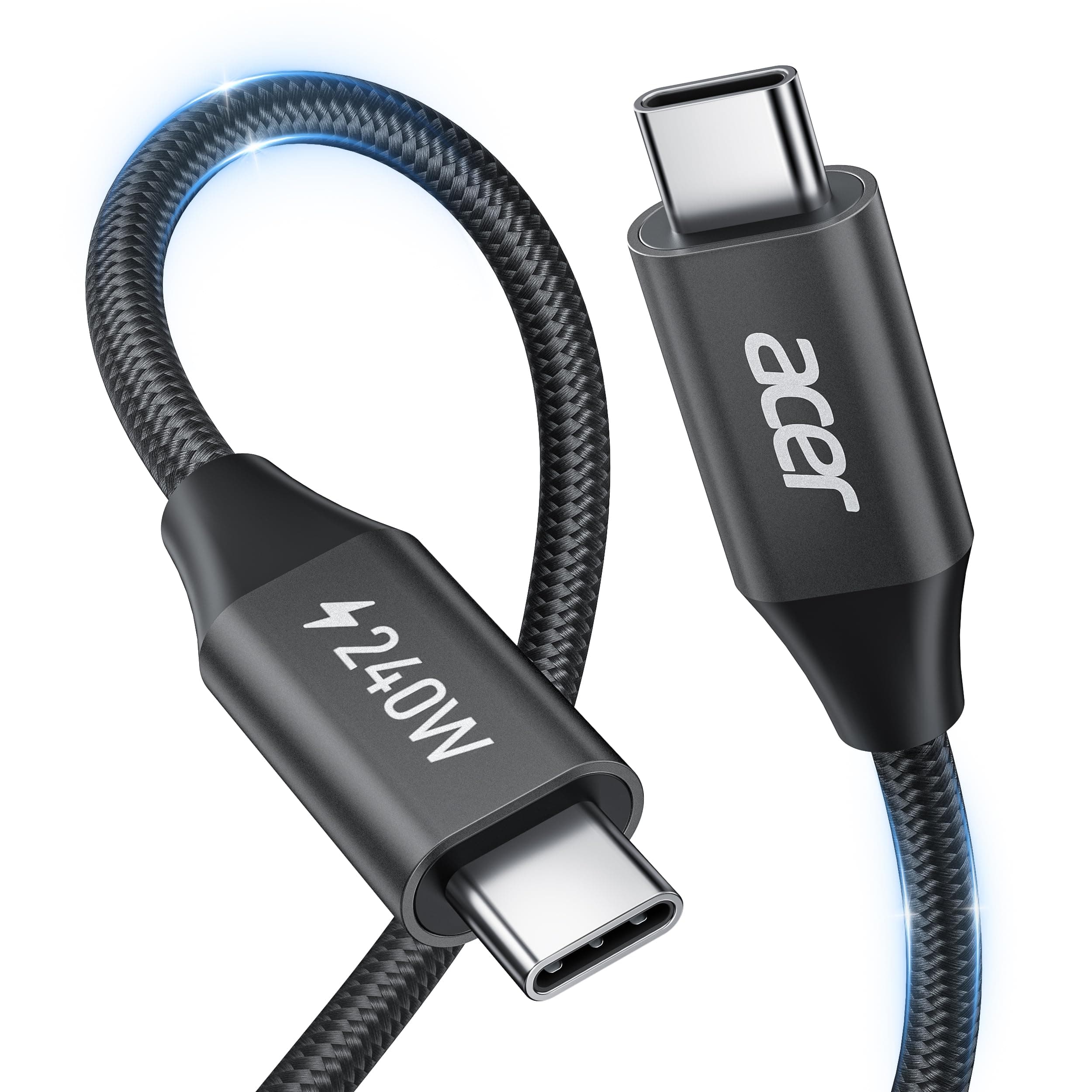 Acer Cavo USB C 240W 3m, Cavo USB C a USB C Carica rapida, Caricatore Tipo C Nylon Braided Compatibile con iPhone 17 16 Samsung S23 Ultra iPad Air MacBook Pro Google Pixel 7 ecc.