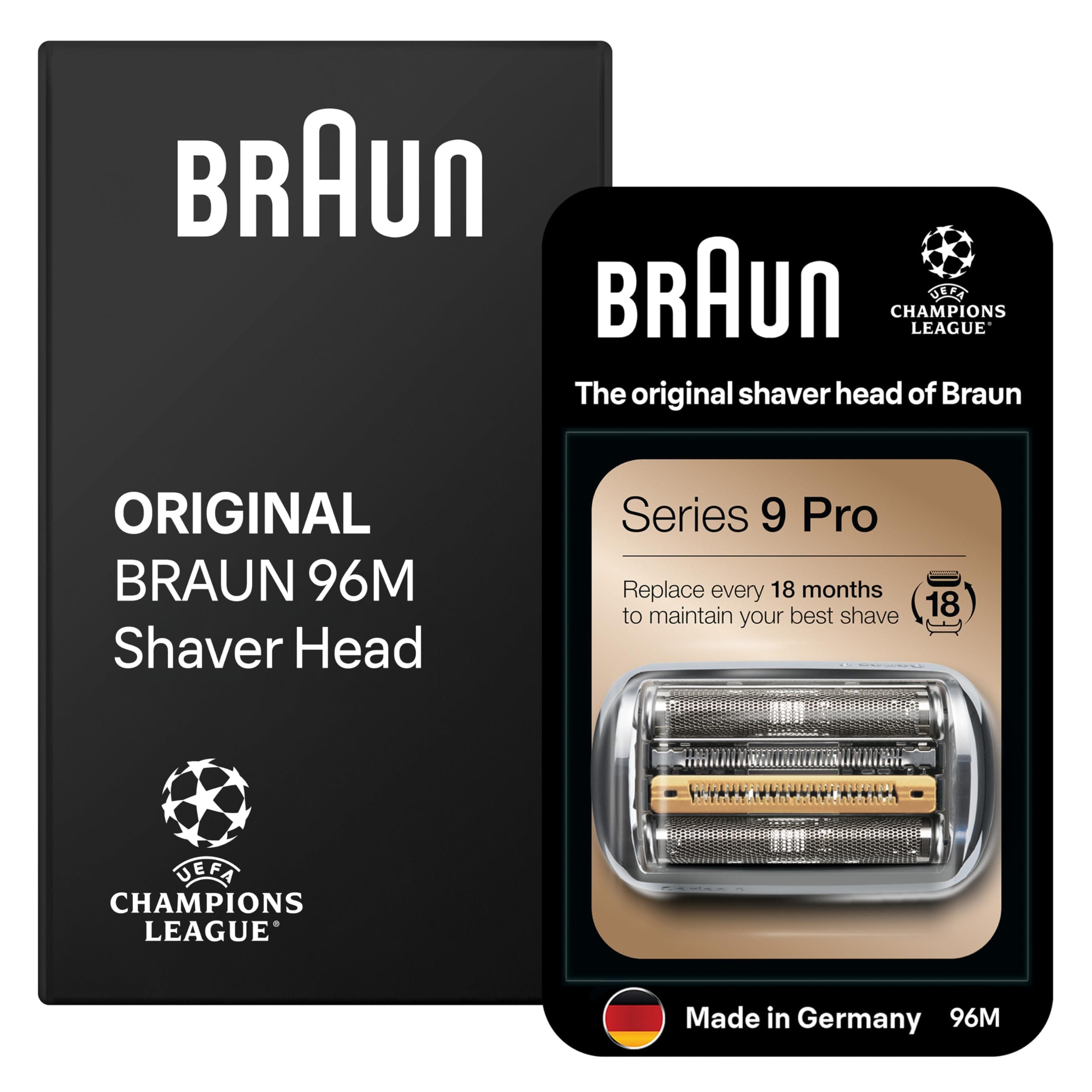 Braun Serie 9 Pro+ 96m, Testina di Ricambio Originale per Rasoio Elettrico Barba, Recupera Il 100% delle Prestazioni, Compatibile con Tutti I Rasoi Series 9