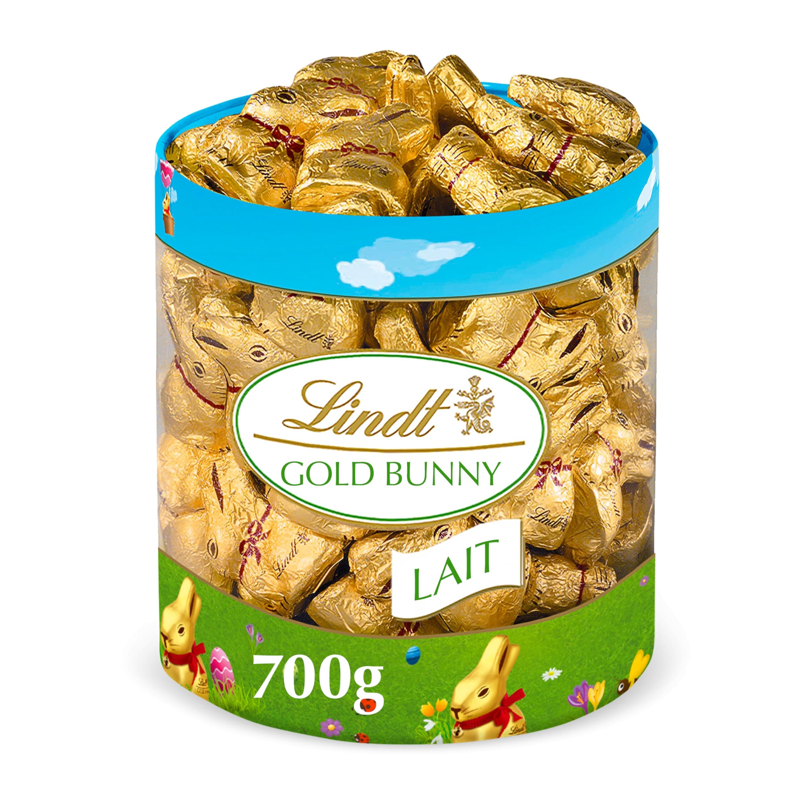 Lindt - Boîte de Mini-Moulages LAPIN OR - Chocolat au Lait - Idéal pour Pâques, 700g
