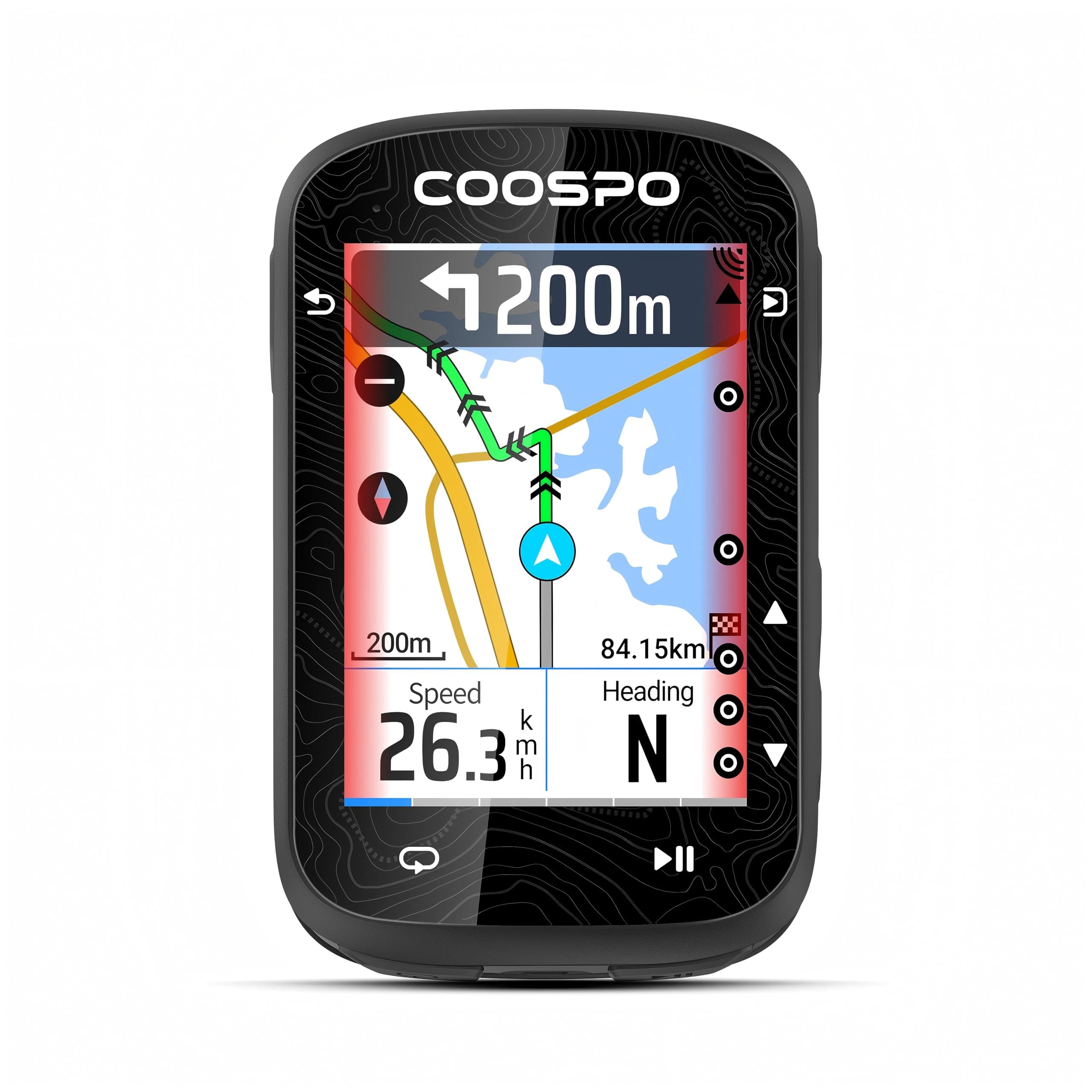 COOSPO Computer per bicicletta GPS con touchscreen colorato CS600, Bicicletta wireless impermeabile IPX7 con Bluetooth/ANT+, navigazione per percorso, supporta radar per bicicletta & autonomia 36H