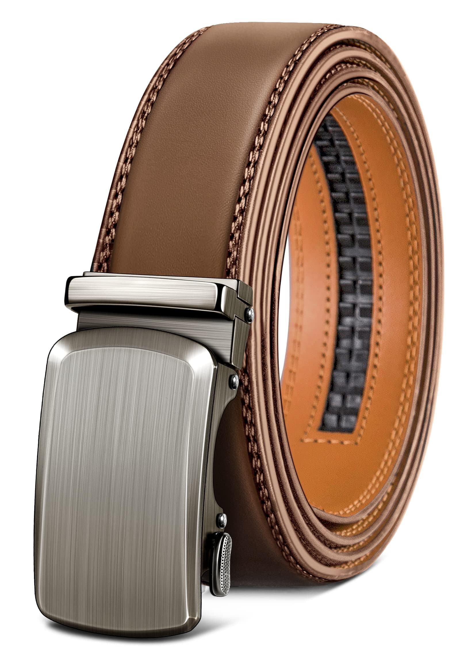 BULLIANT Cintura Uomo, Cintura Pelle Uomo Cricchetto Automatica Fibbia 35mm,Trim Regolabile per Adattars
