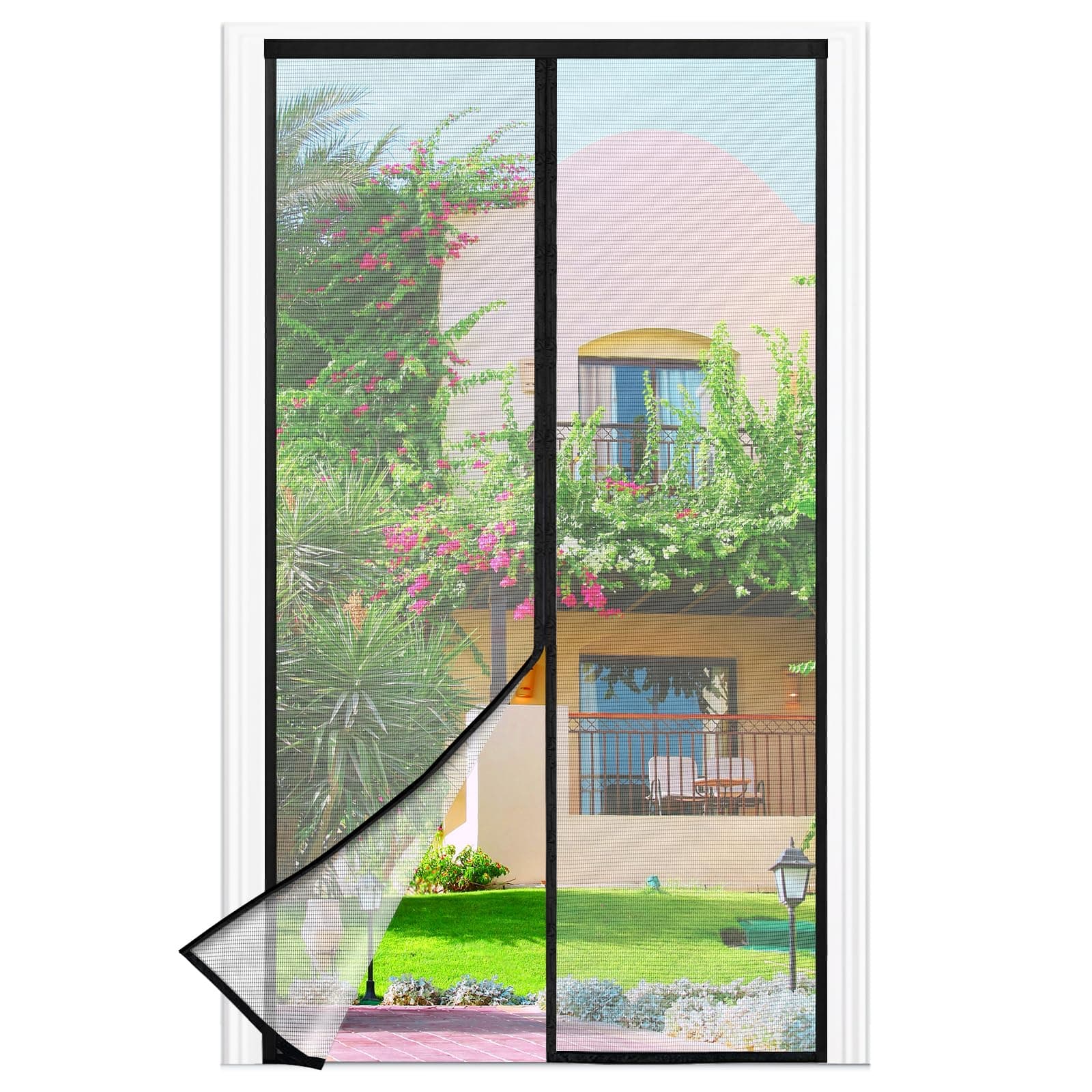 Zanzariera Magnetica - 100 x 220 CM Rete Fine - NERO, Zanzariera Porta Finestra Superiore Aumentato a 3,8 cm, si Chiude da Sola, Mantiene l'aria Fresca