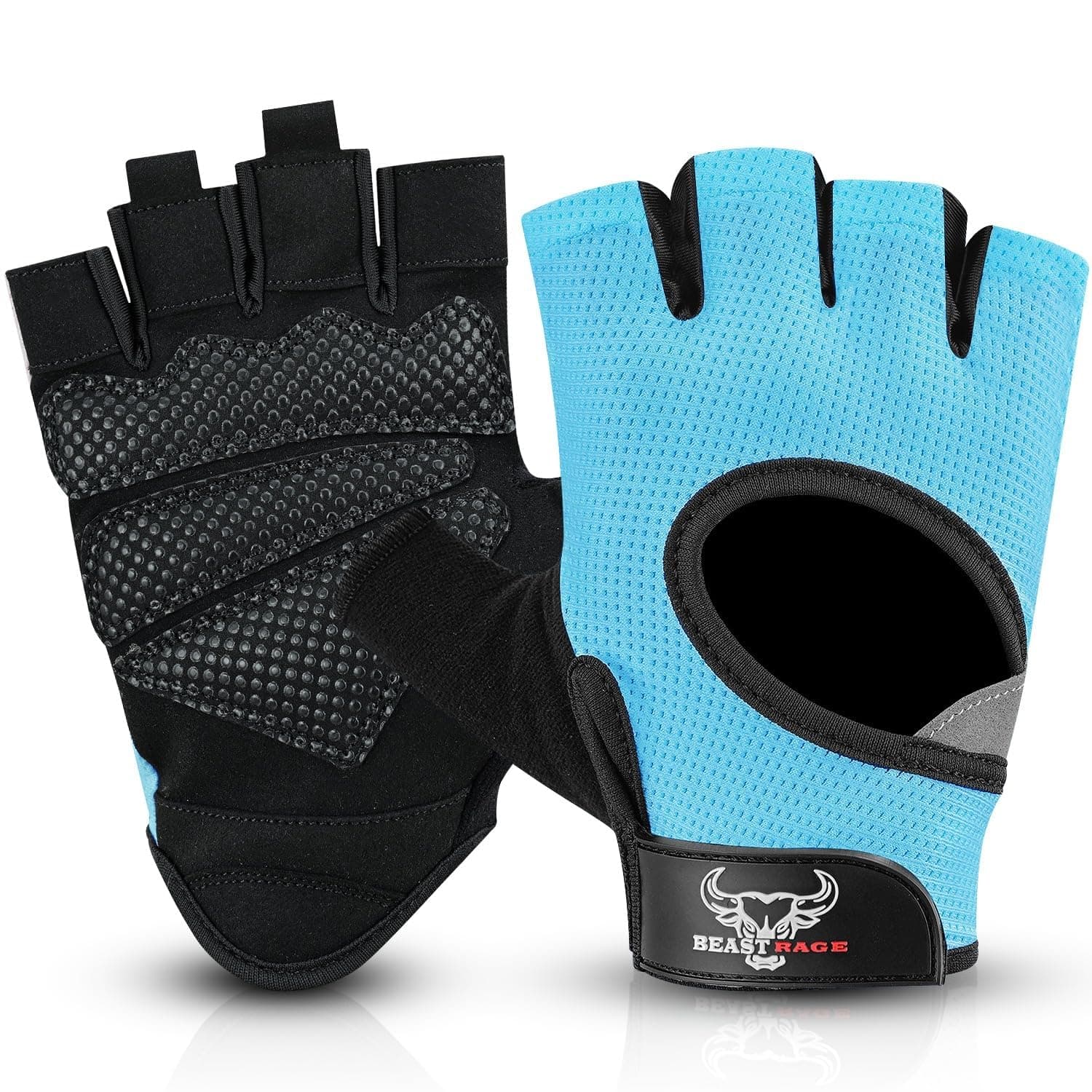 Beast Rage Guantes de Fitness parlevantamiento de Pesas para Hombres y Mujeres, Transpirables,Antideslizantes,Acolchados de Silicona,Guantes de Gimnasio Entrenamiento Ciclismo