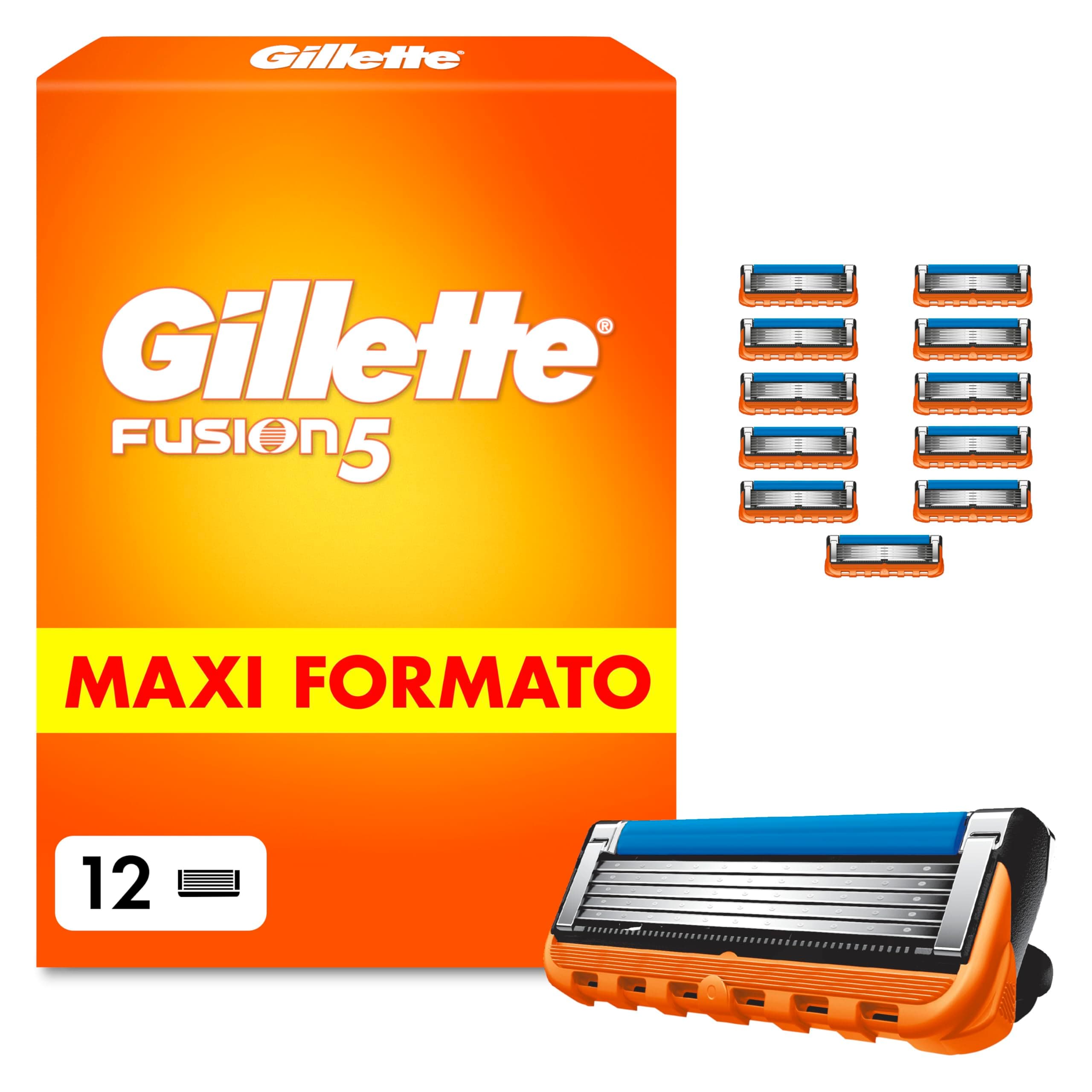 Gillette Fusion5 12 Lamette di Ricambio per Rasoio, con Striscia Lubrificante per una Scorrevolezza Fluida e 5 Lame per una Rasatura Profonda e Duratura, Lamette Rasoio Barba Gillette