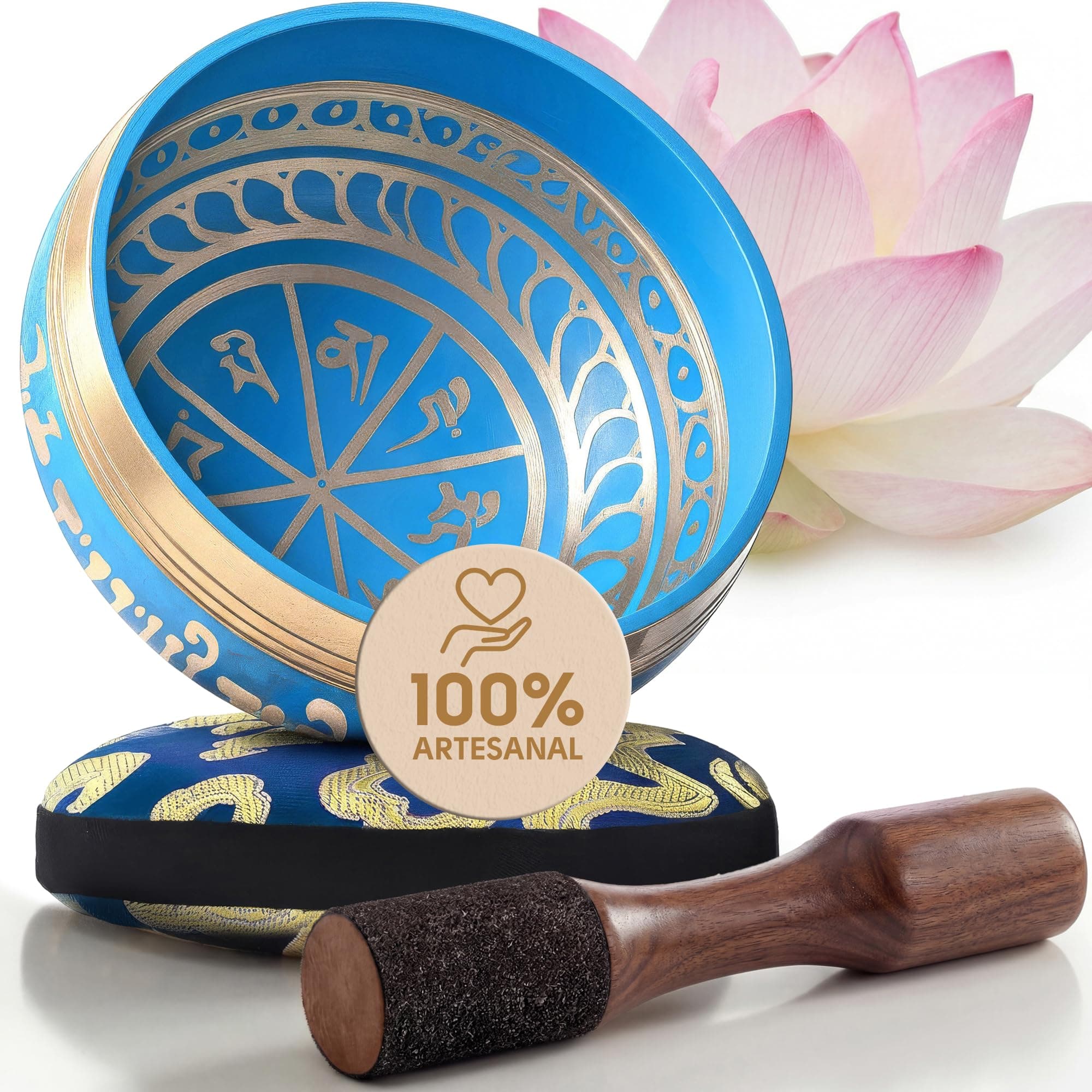 Silent Mind Cuenco Tibetano 10 cm Hecho a Mano con Mazo y Cojín - Sonido puro para meditación y relajación, artesanía de Nepal, ideal para regalo