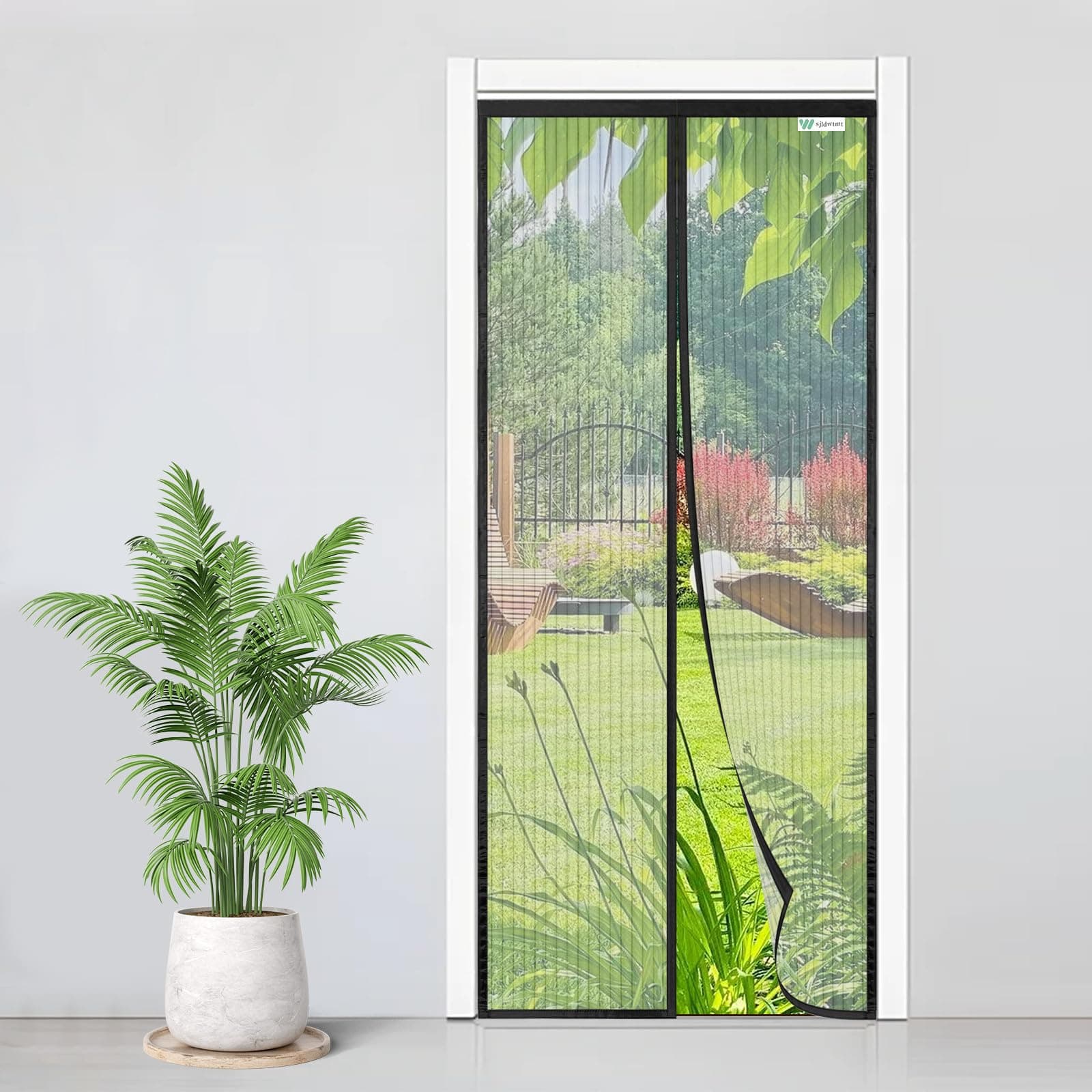 Moustiquaire Porte Fenetre Magnetique 165x205cm, Bonne Qualité Rideau de Porte Antimoustique, Sans Perçage, Installation Facile, Convient aux Balcons, Caves et Chambres, Noir