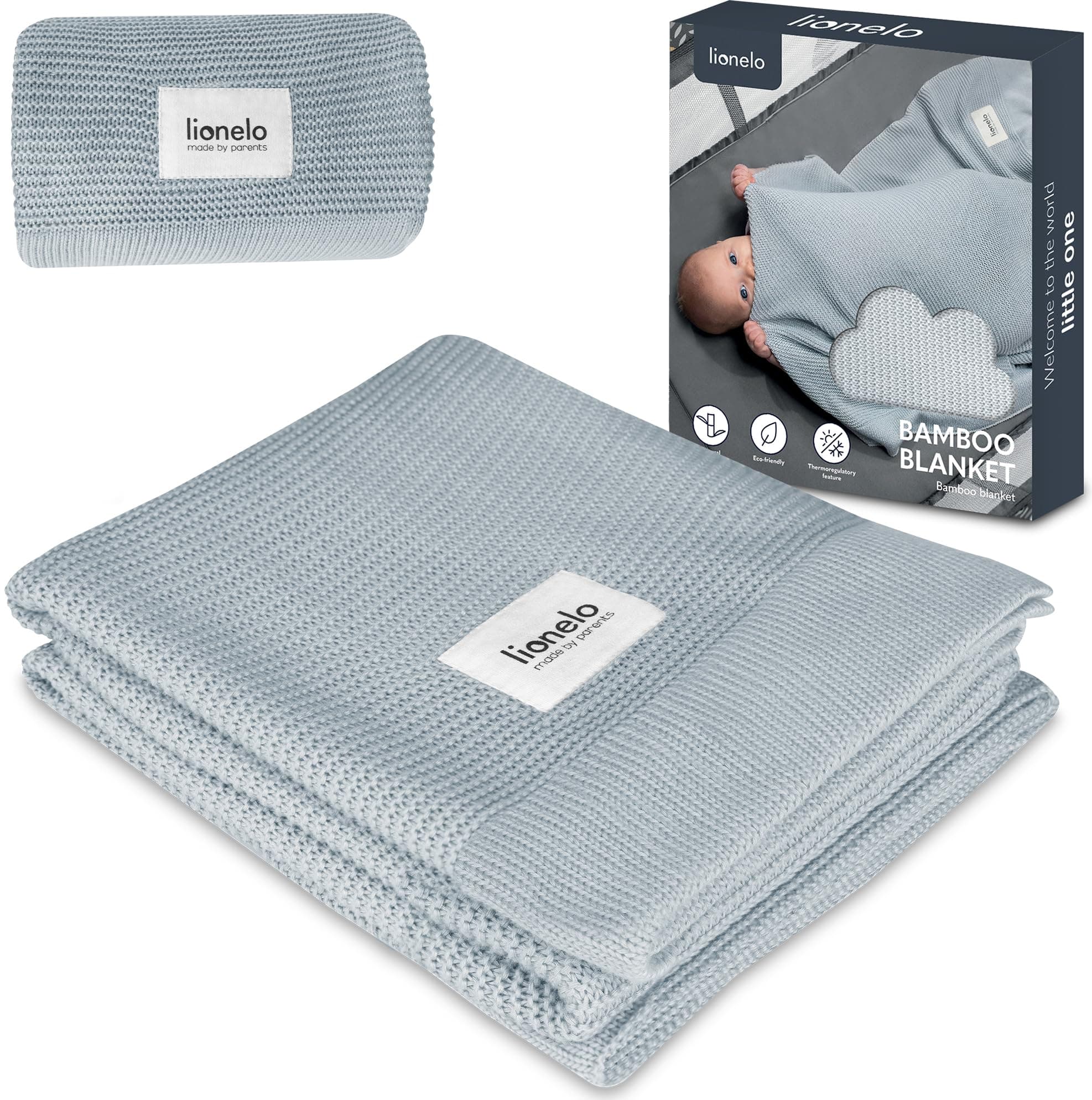 lionelo Bamboo Blanket 100x75cm Leggera coperta neonato di bambù, Fasciatoio, Coltre per lettino 100% Cotone naturale, Morbido Antibatterico Ipoallergenico Antimicotico Dal primo giorno di vita