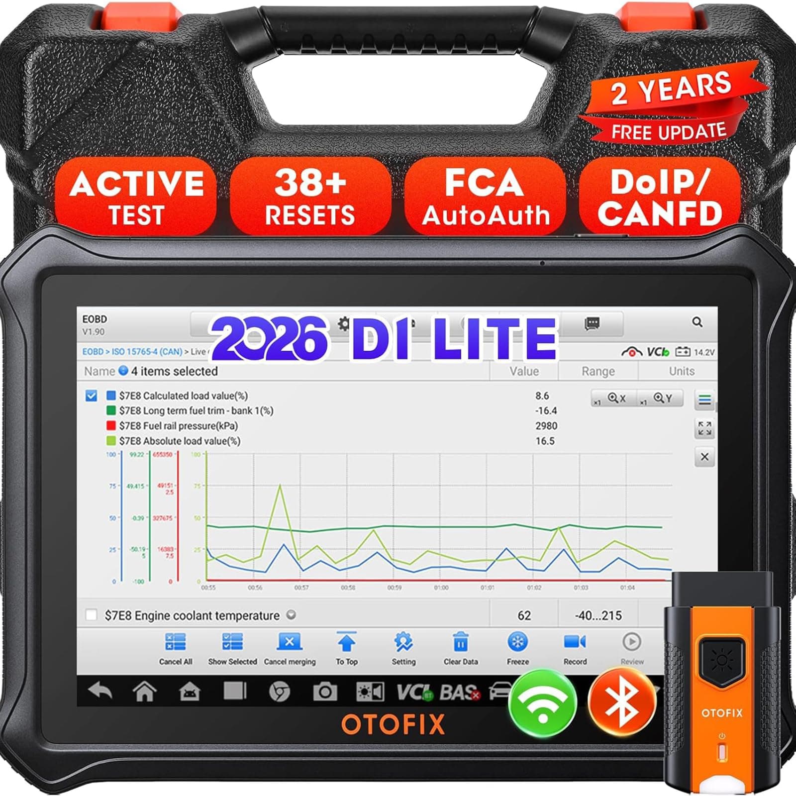 OTOFIX Valise Diagnostic Auto D1 Lite, 2026 Tous Les Diagnostic Voiture du système avec Test Actif, 38+ Fonctions de Service, réinitialisation de l'huile, EPB, SAS, BMS, 2 Ans de Mise à Jour Gratuite