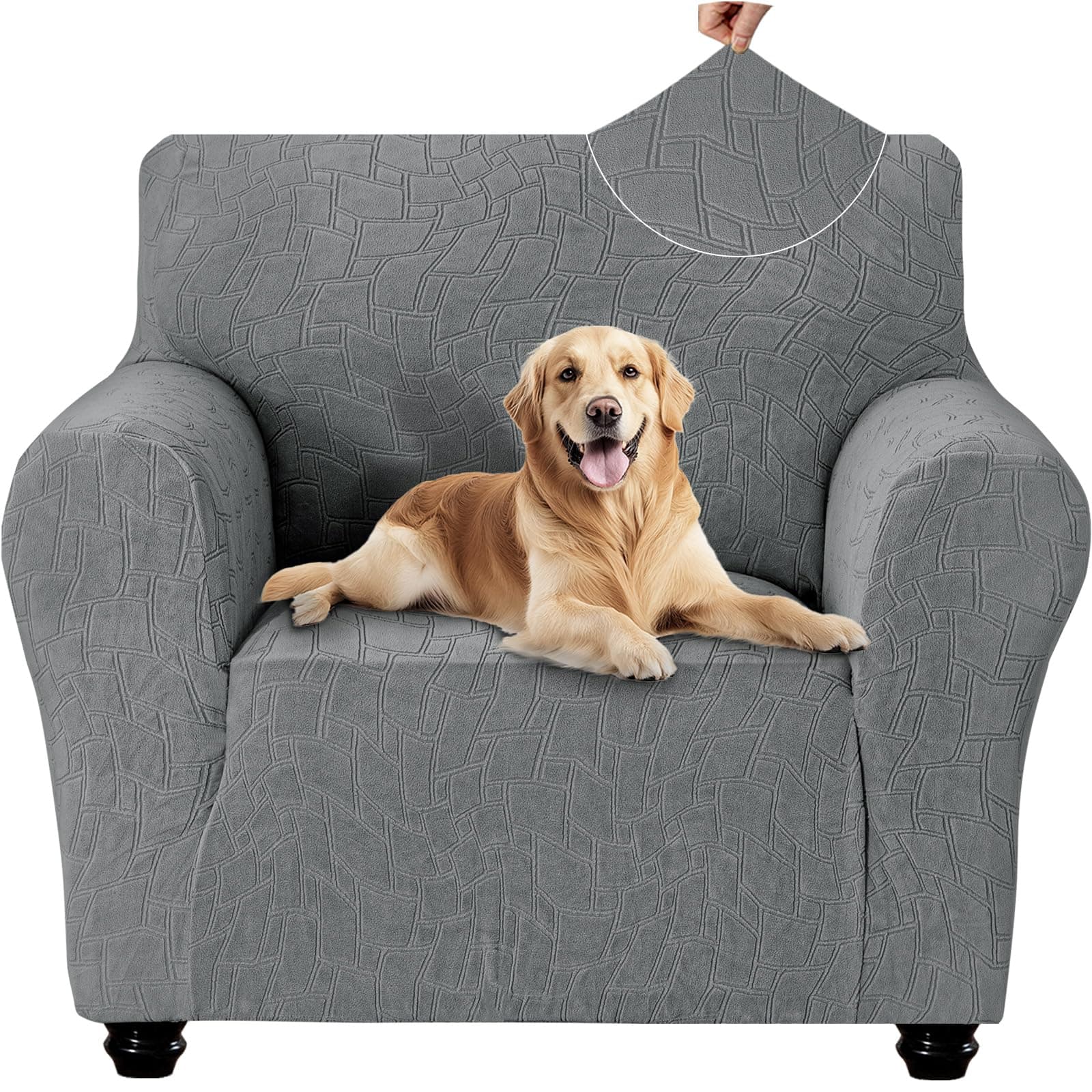 Ystyle Funda Sofa 1 Plaza, Couch Cover Elasticas, Funda para Sofa Antiarañazos Gatos, Forros para Sofas Antideslizante, Protector Sofa Antimanchas Lavable, Sofa Cover Anti Perros, Gris Claro