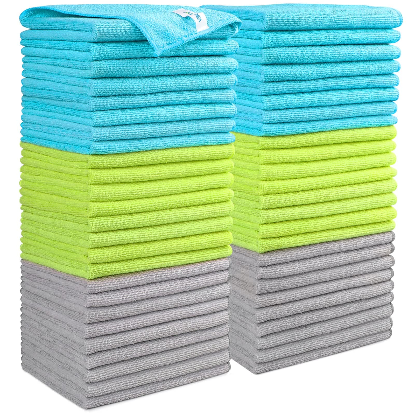 AIDEA Chiffons Microfibre Lot de 50,Torchons Lavette Microfibres Ménage Plus Doux, Plus Absorbants, Non Pelucheux, pour Voiture, Maison, Cuisine, Cenêtres e Vitre,30 x 40cm