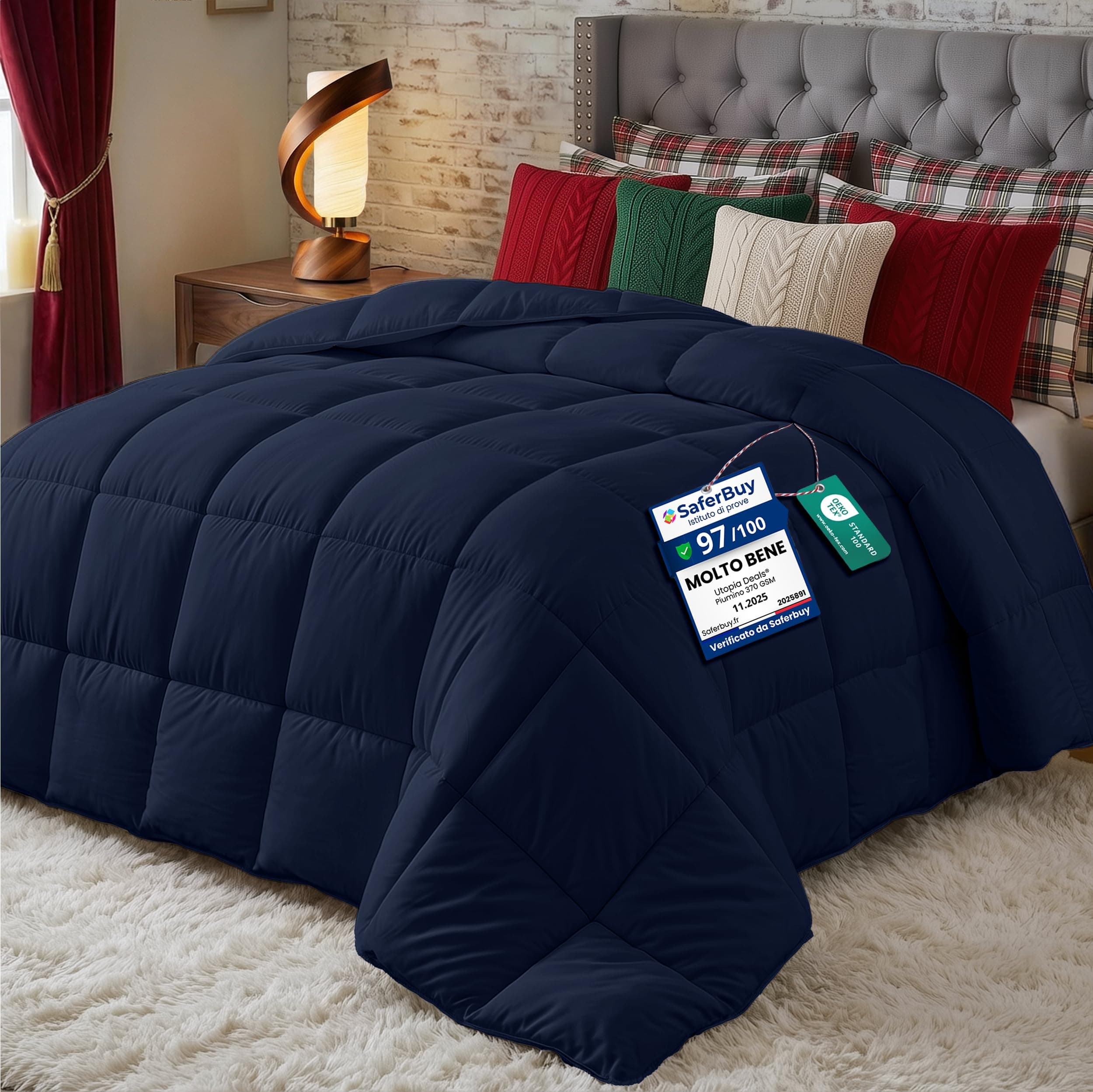 Utopia Bedding Piumone - Piumino singolo - Piumino Letto Singolo - Trapunta Singolo - 100% Microfibra in fibra cava - (Blu Navy, 135 x 200 cm 370 GSM)