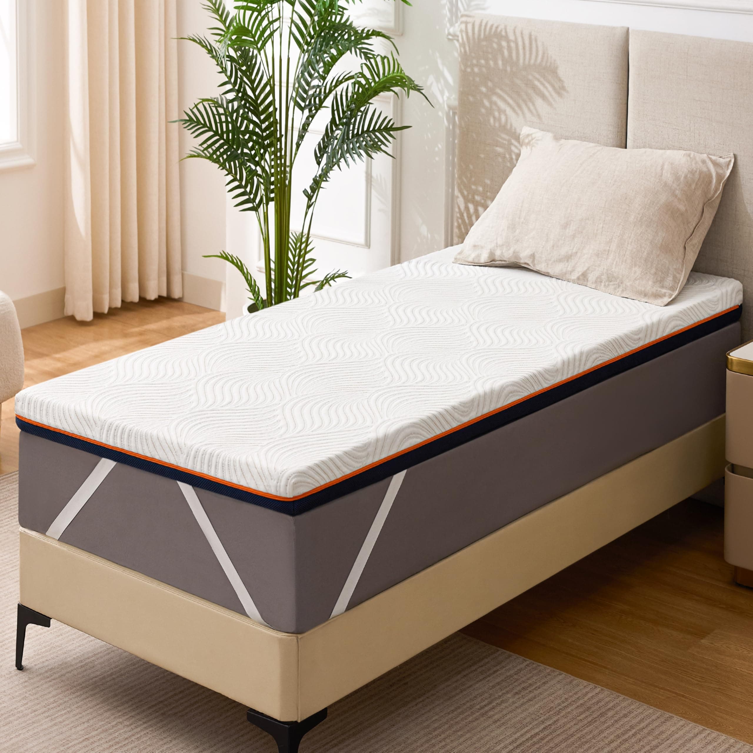 Solviente Surmatelas Mémoire de Forme 80x190cm – 10CM Gel Infusé, Mousse Haute Densité, Surmatelas Ergonomique Respirant avec Housse Hypoallergénique Amovible et Lavable