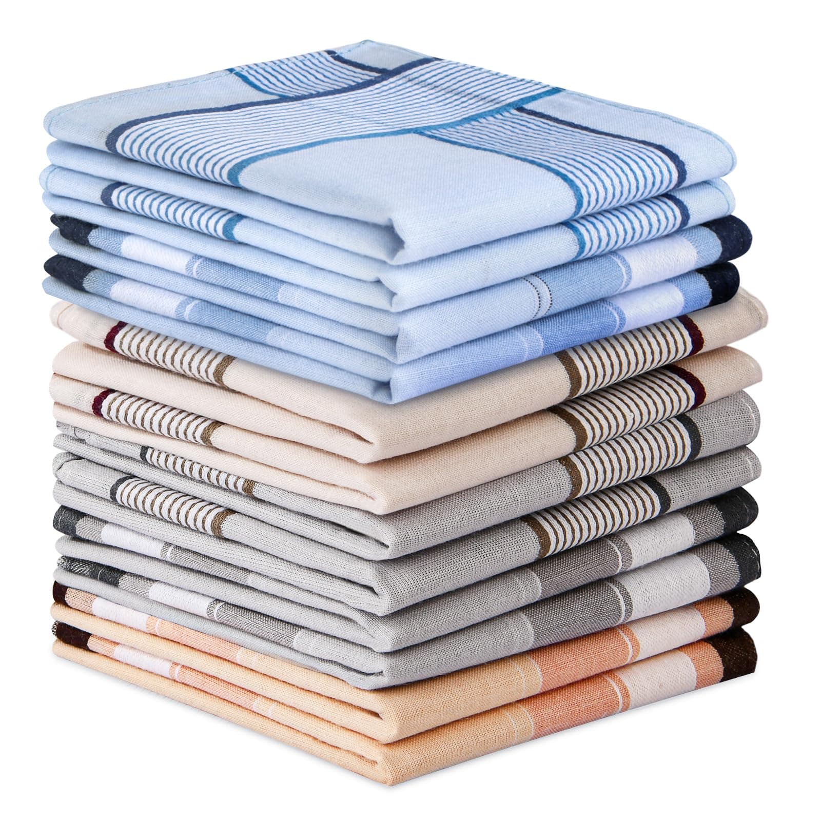 Aomig Pañuelos Hombre, 12PCS 40x40cm, Algodón Regalo | Pañuelos Bolsillo, Negocios Informal, Handkerchiefs, Suaves, Regalo Hombre
