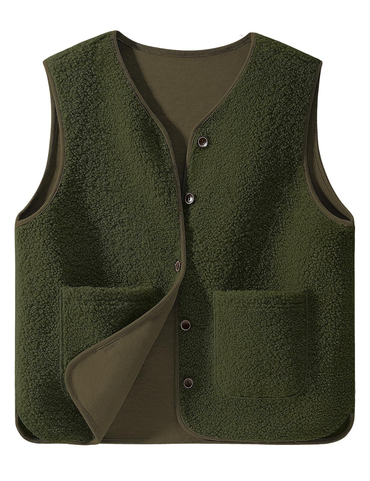 Yuson Girl Gilet Femme sans Manche Veste Polaire Chaud | Casual Gilets Couleur Unie, sans Manches Bouton Veste Automne Hiver, avec Poches