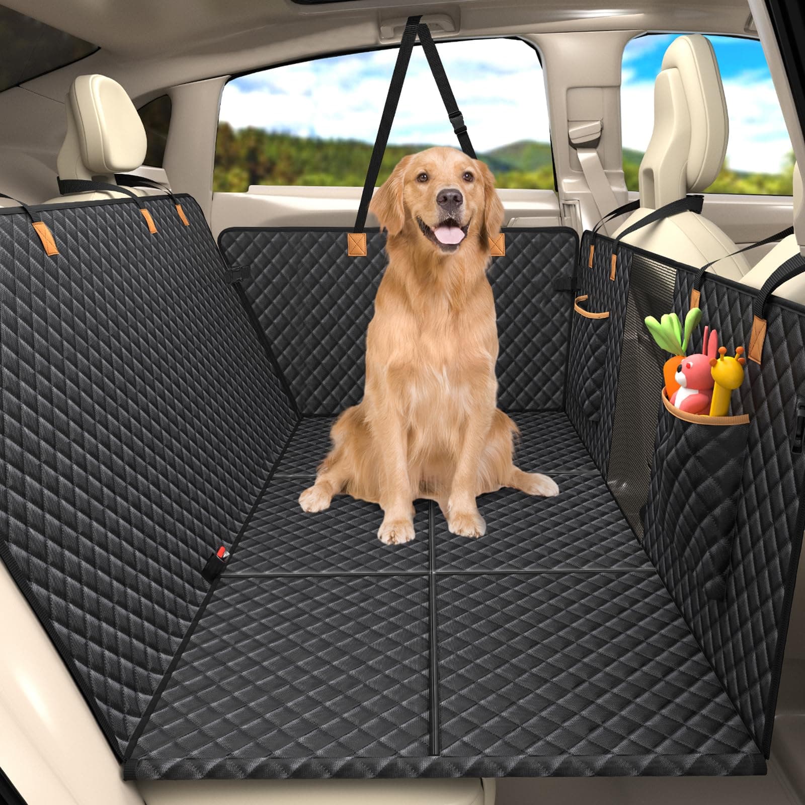 Lekeinchi Protection Voiture Chien Siege Arriere, Housse Voiture Chien avec Base Rigide Résistant Aux Rayures Imperméable, Housse Siege Voiture Chien Tapis Convient à Tous Les Types de Voitures, Noir