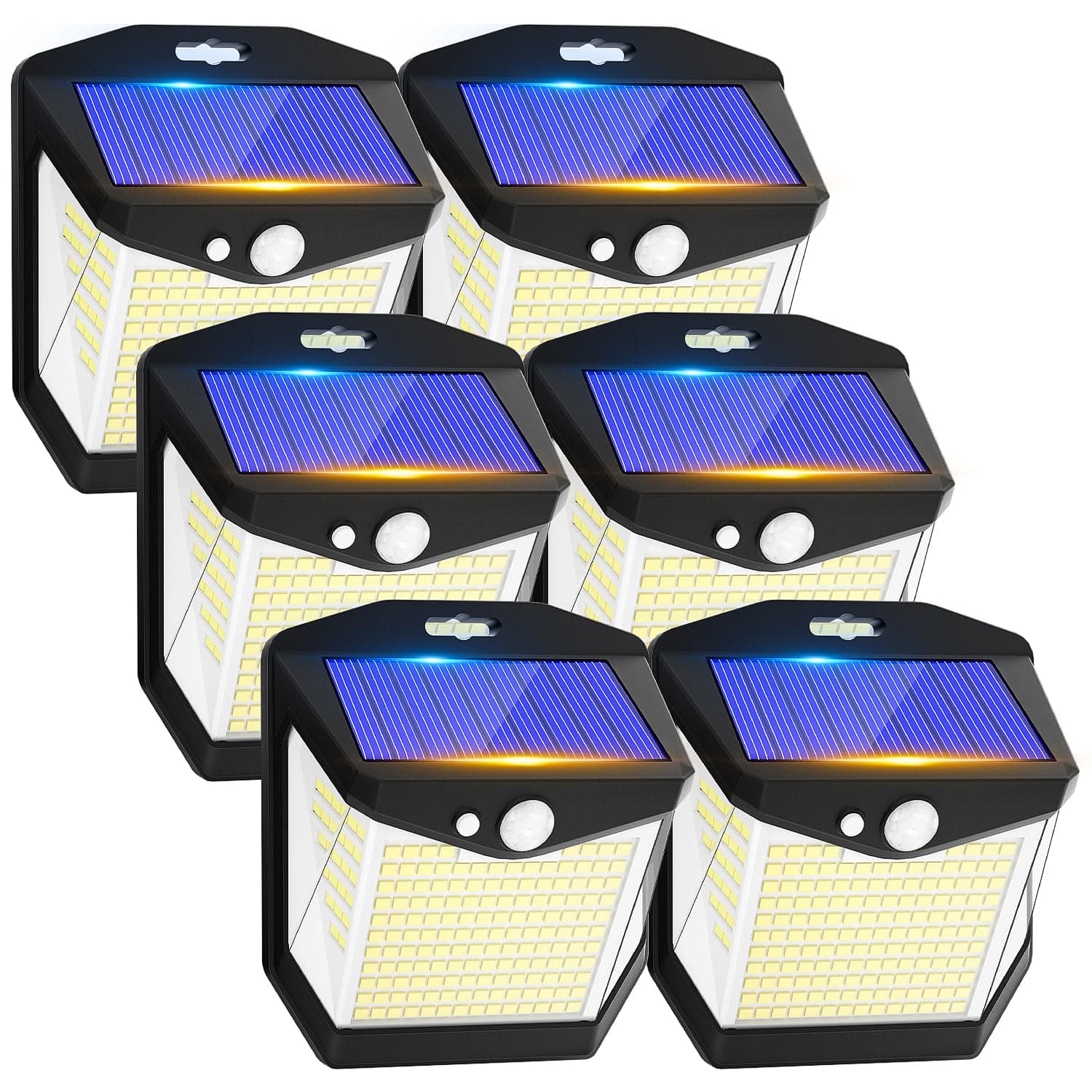 Luz Solar LED Exterior Jardin: 248 LED Luces Solares Sensor de Movimiento 270° Farolas Focos Solar Exteriores Lampara IP65 Lamparas Aplique Potente para con Iluminacion Terraza Lámparas 6 Paquete