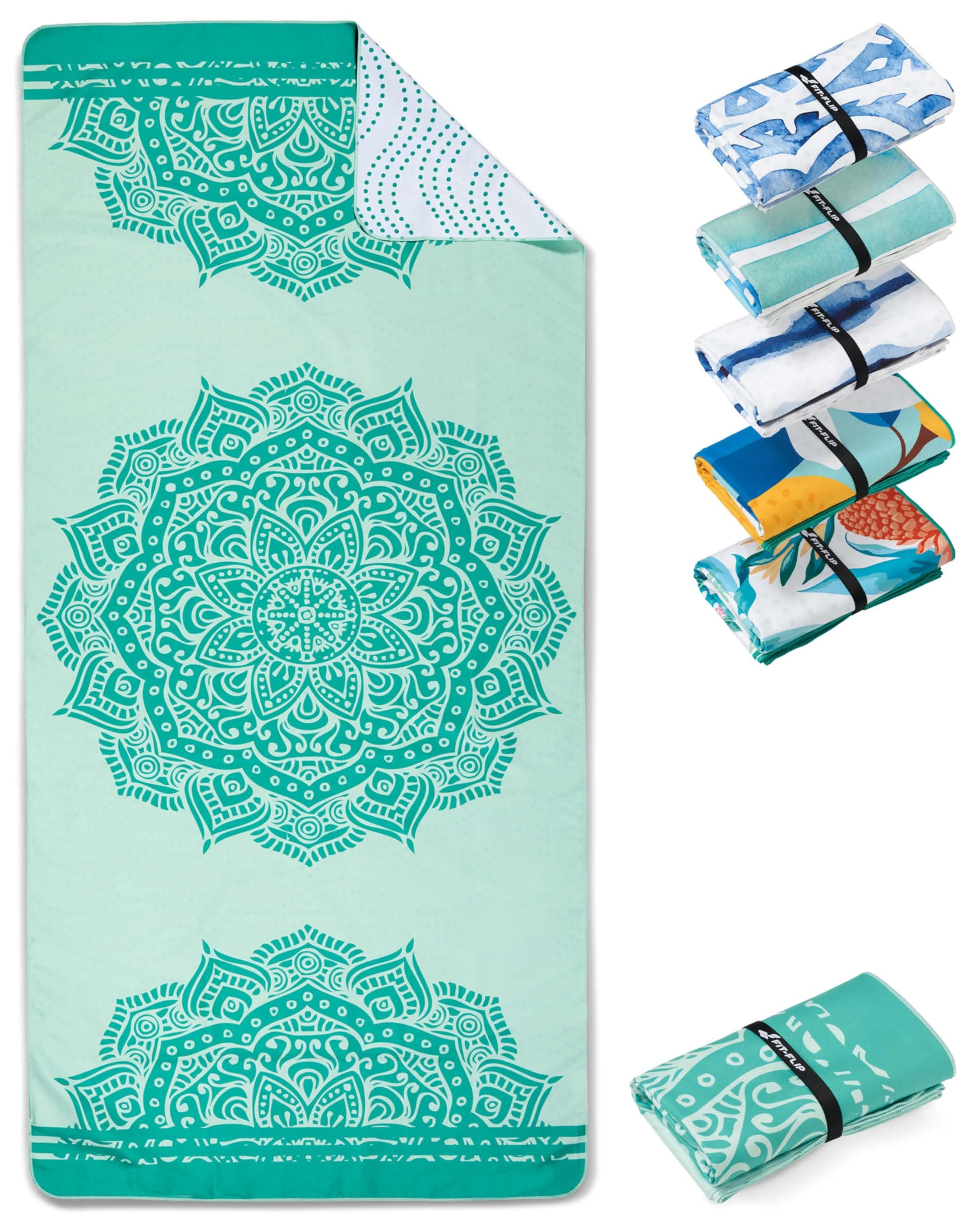 Fit-Flip Telo Mare microfibra – leggero, fine e ad asciugatura rapida – asciugamano microfibra grande – teli antisabbia da spiaggia – 100% riciclato - Mandala 200x90cm | Mandala, 200 x 90 cm, compatto, leggero, 100% riciclato, viaggio e nuoto, super assorbente, per adulti