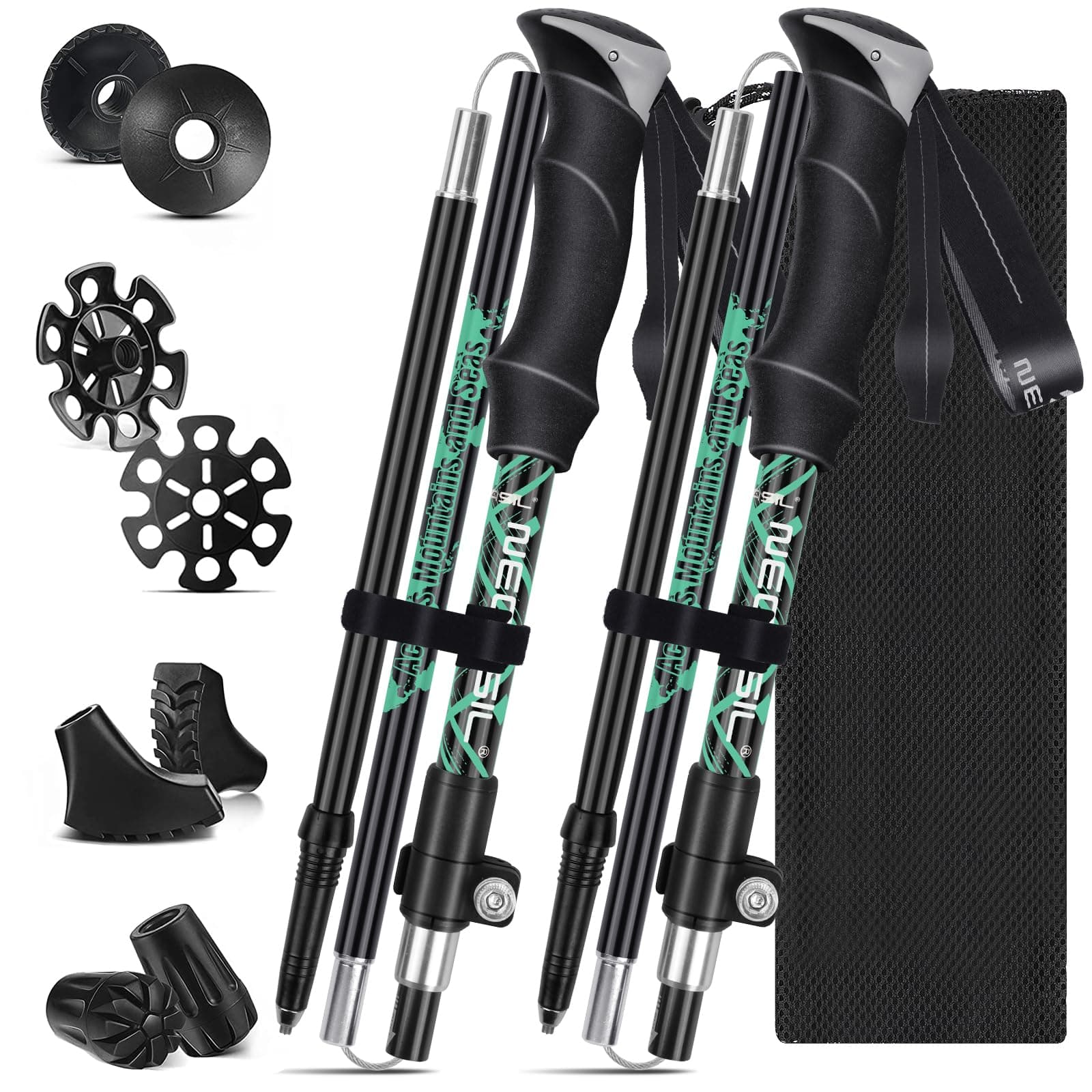 Bastoni da Trekking,Bastoni Trekking Pieghevoli,Bastoncini Trekking Telescopici 107-131cm per l'escursionismo,il campeggio,lo sci