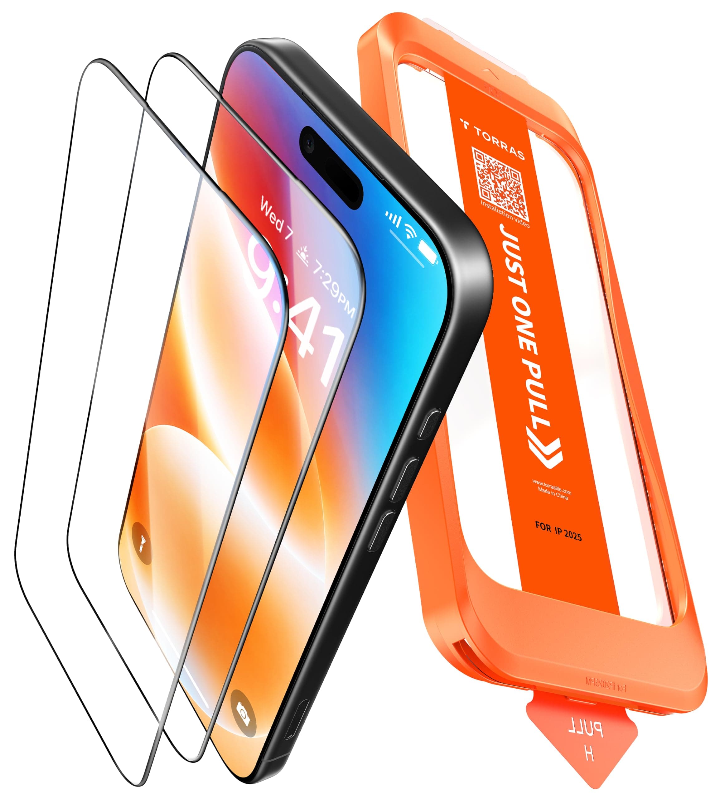 TORRAS für iPhone 18 Pro für Panzerglas TOP 9H+, Auto-Montage, 2 Stück | iPhone 18 Pro Schutzfolie, Vollabdeckung, Militär-Fallschutz, stoßfest, Anti-Fingerabdruck, HD-klar,hüllenkompatibel