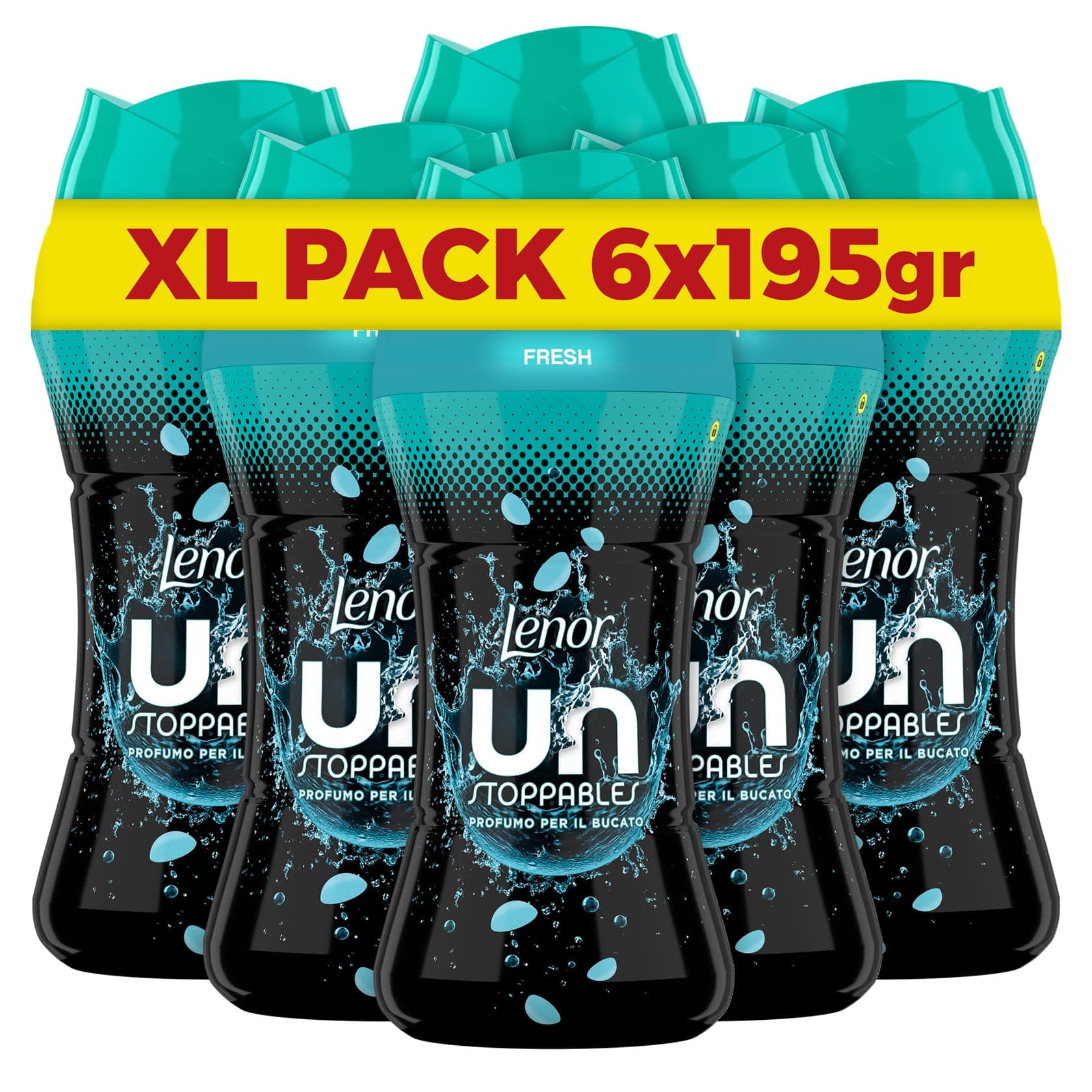 Lenor Profumatore Bucato Lavatrice Perle Profumate, Unstoppables Fresh, Maxi Formato 6 x 195g, Intensificatore Di Profumo