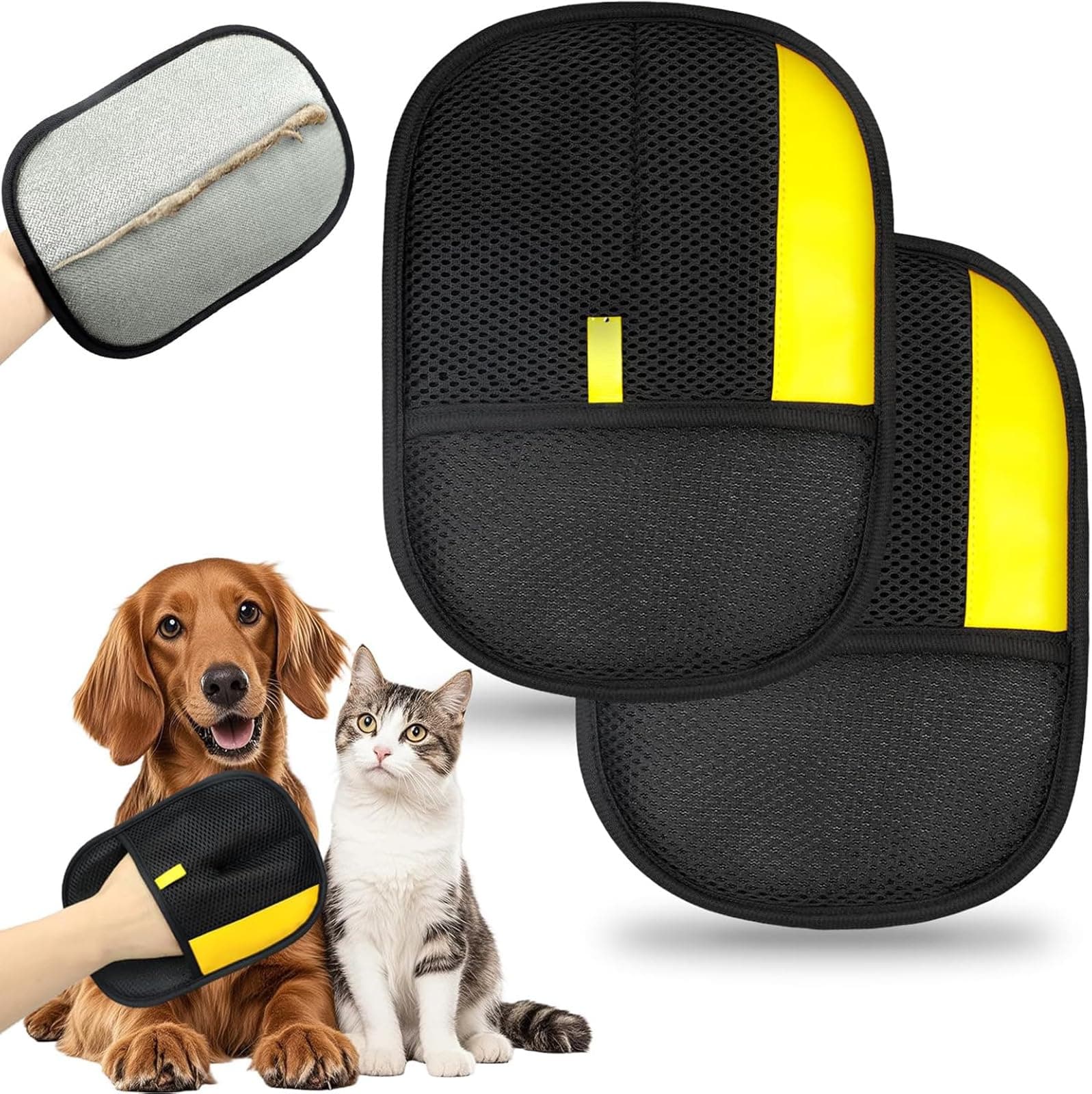 2 Guanti magnetici in Pelliccia per Cani e Gatti per Animali Domestici con Forte Forza elettrostatica, per la rimozione dei peli di Animali Domestici, per la Pulizia dei tappeti e dei divani