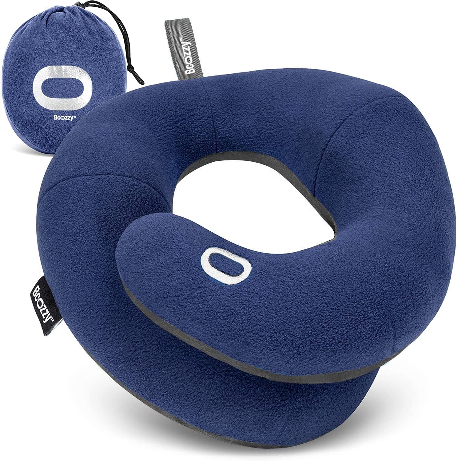 BCOZZY La Almohada para el Cuello para Viajes Brinda Doble Soporte para La Cabeza, el Cuello y La Barbilla En Cualquier Oosición para Dormir En Vuelos, Suave, Cómoda, Tamaño Large, Azul Marino