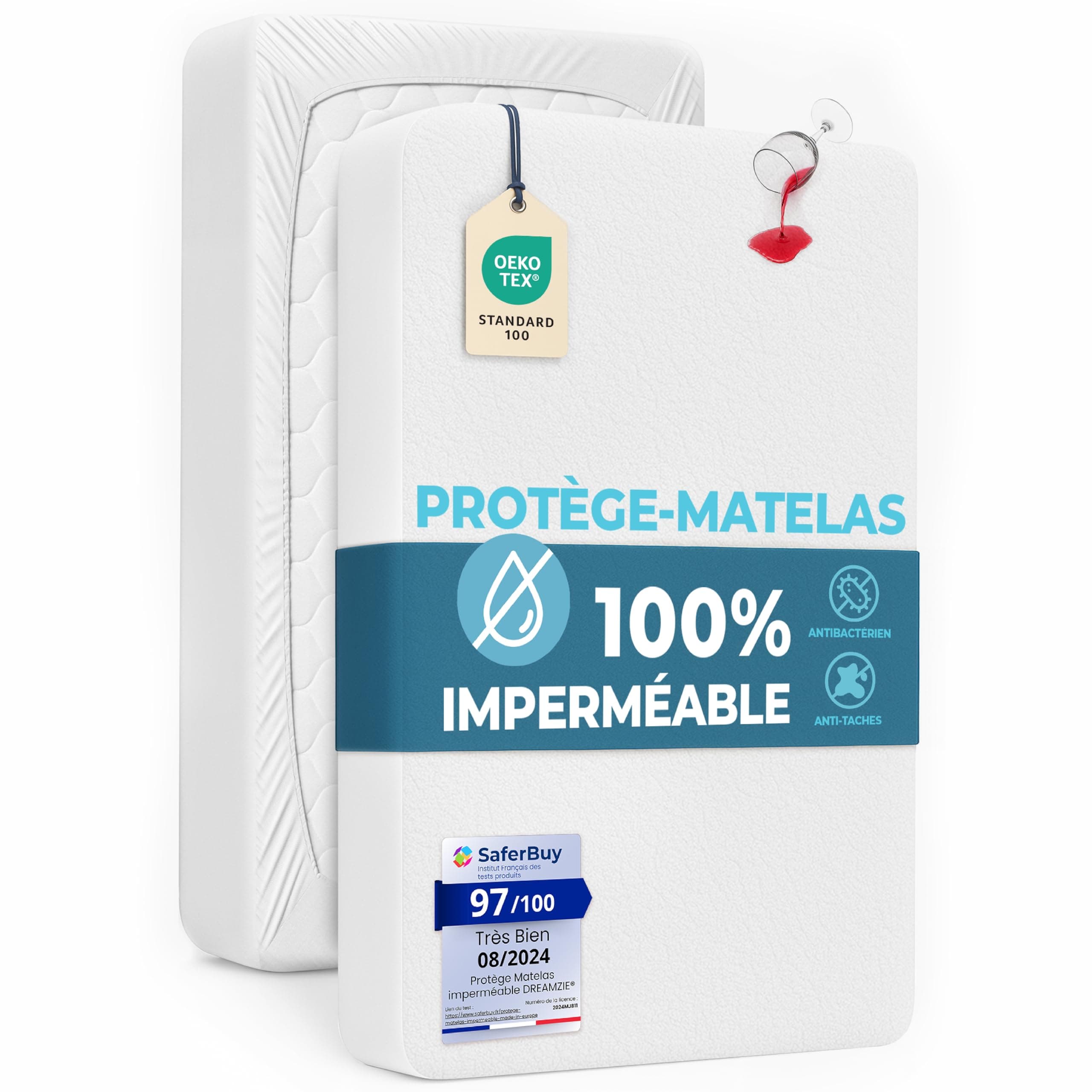 Dreamzie Alese 90x190 cm Imperméable - Protege Matelas 90x190 Douce, Hypoallergénique, Respirante - Certifiée Oeko-Tex