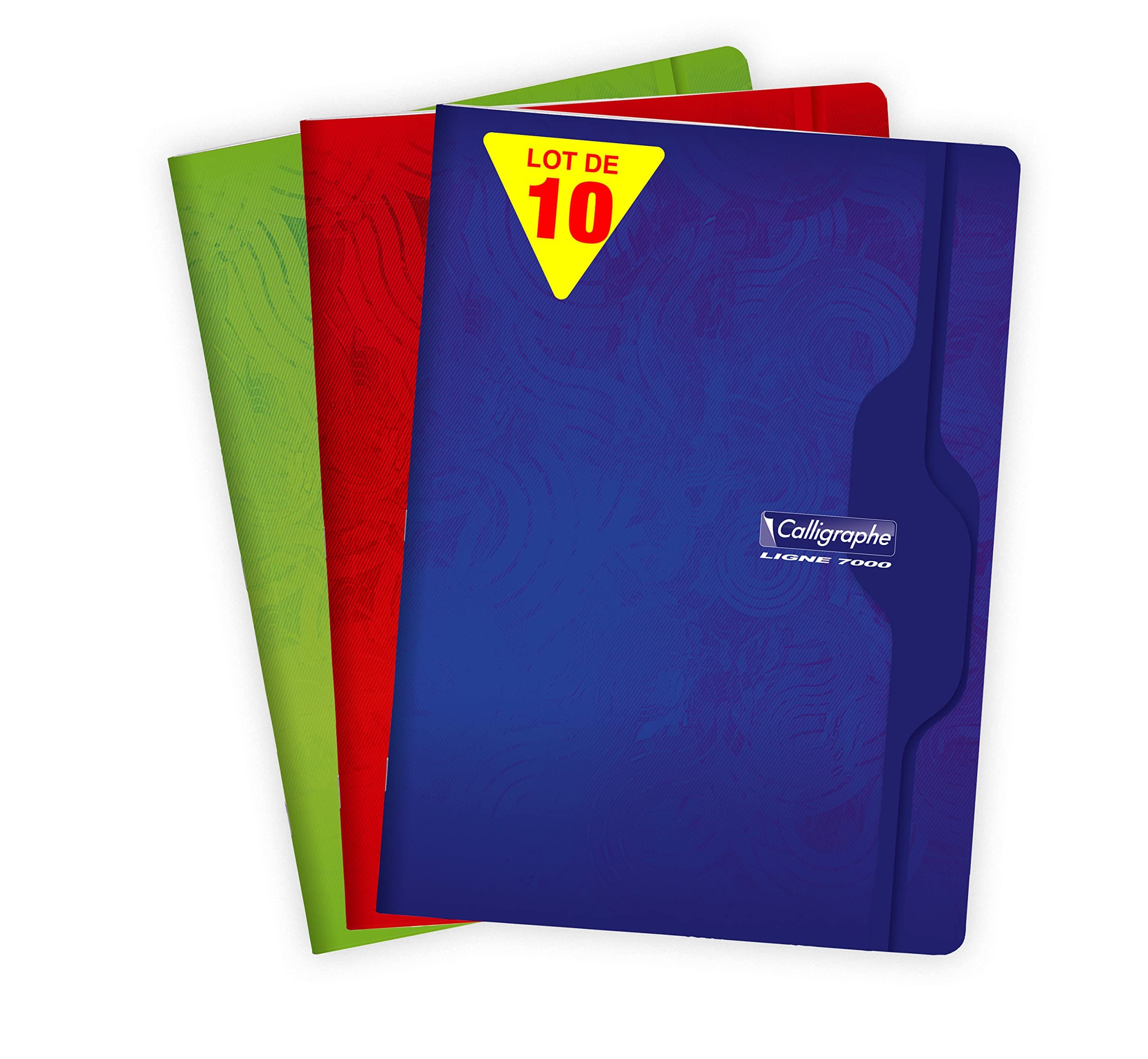 Calligraphe 7493C Lot de 10 Cahiers Agrafés (une Marque de Clairefontaine) - 24x32 cm - 96 Pages Grands Carreaux - Papier Blanc 70 g - Couverture Carte Recyclée Vernie - Couleurs Aléatoires
