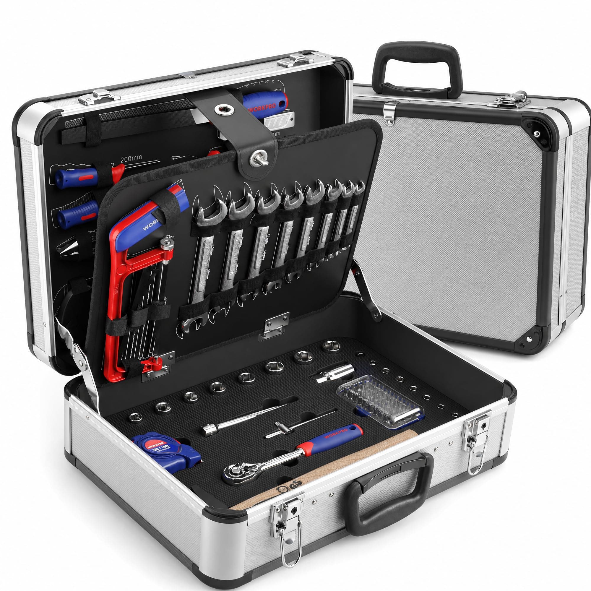 WORKPRO 119 PC Maletín de Herramientas Completas, Caja Herramienta Metálica, Herramientas Universales, Kit Versátil Herramientas Portátil para Reparaciones Diarias, Perfecto Hogar y Oficina