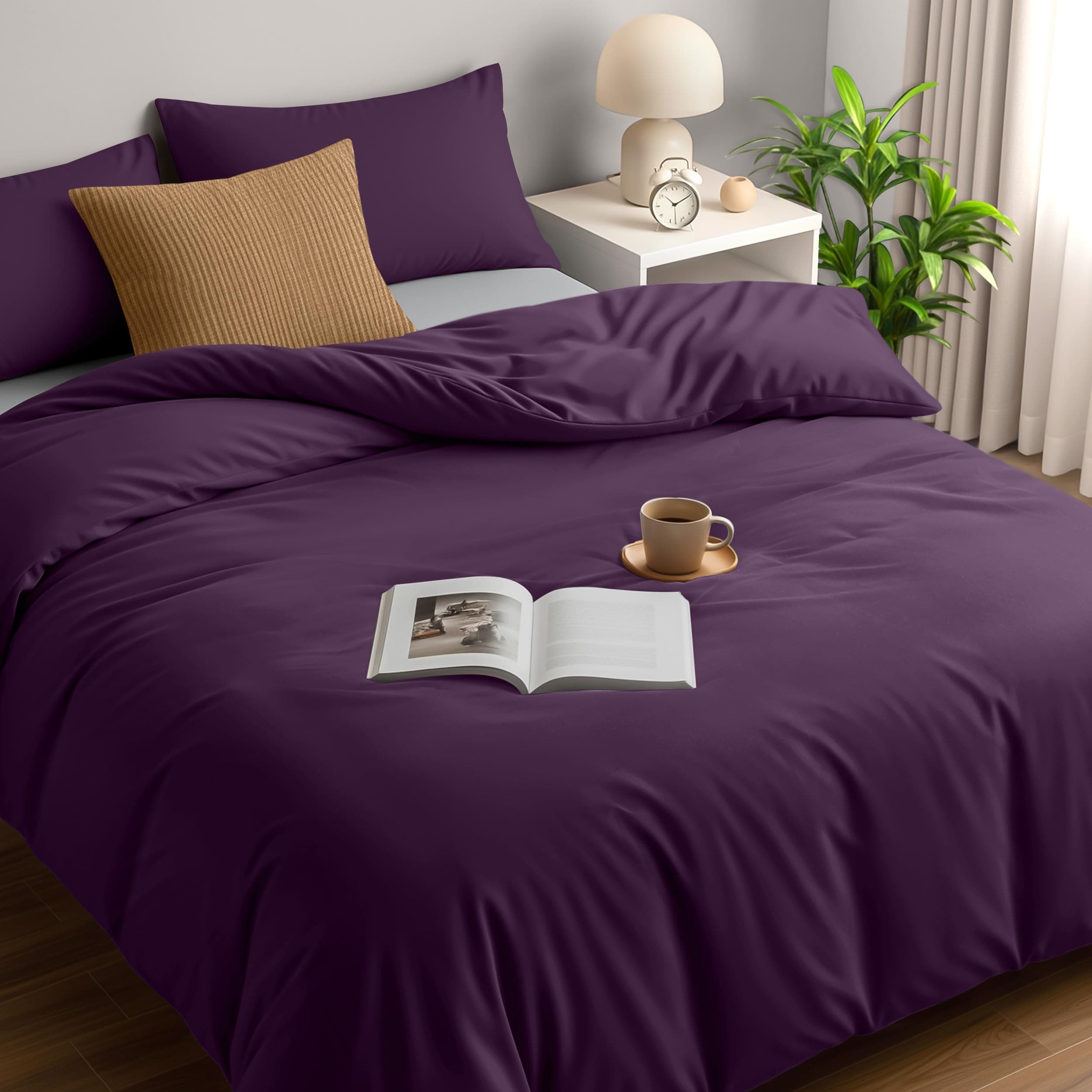 Utopia Bedding Housse de Couette 200x200 cm avec 2 Taies d'oreiller 50x75 cm (Pourpre) - Parure de Lit 200 x 200 cm - Ensembles de Housses de Couette en Microfibre brossée Douce
