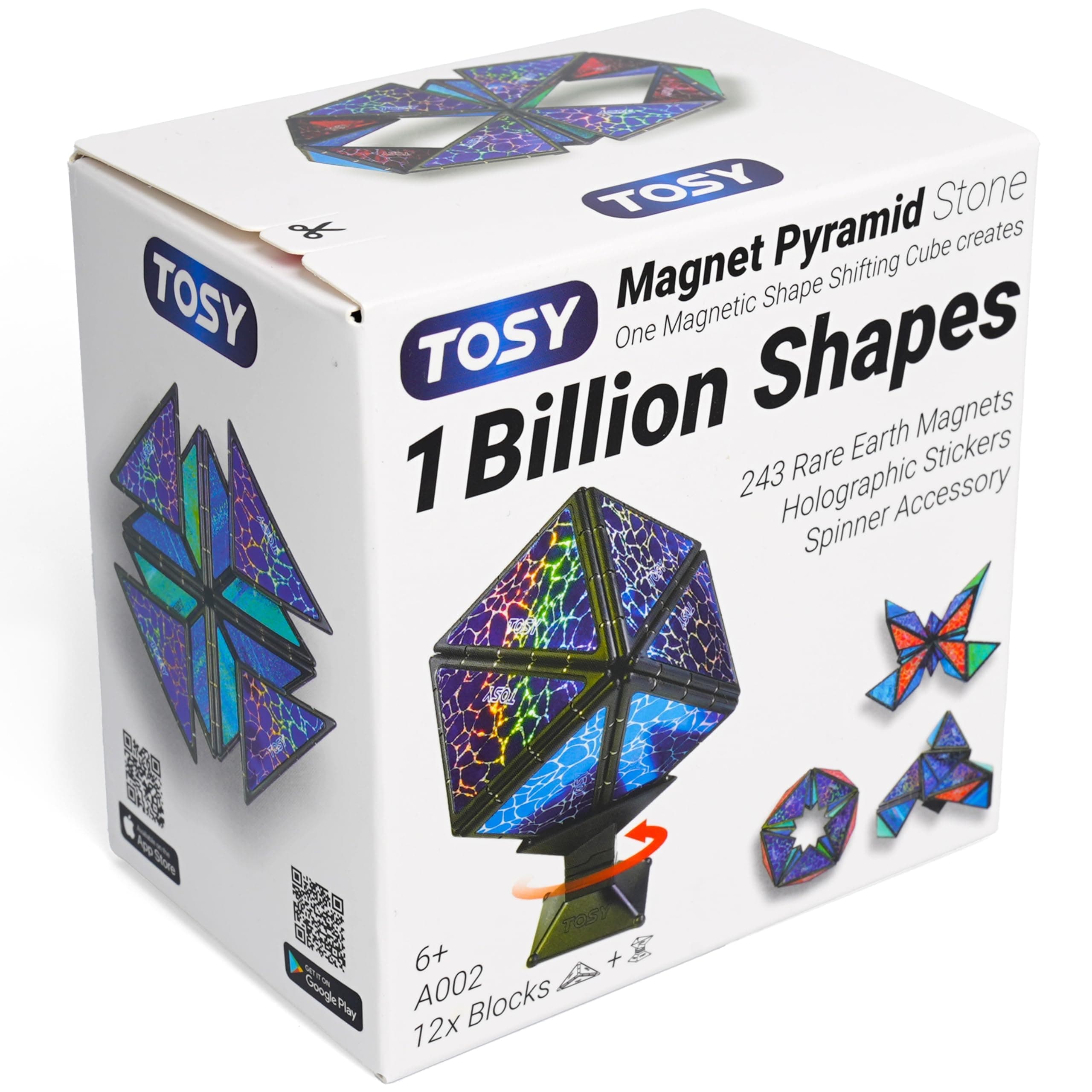 TOSY Magnet Pyramid Stone: 1 Cubo se transforma en mil Millones de Formas, 243 imanes, diseño holográfico, Accesorio Giratorio, Juguete Steam, Regalo de Pascua