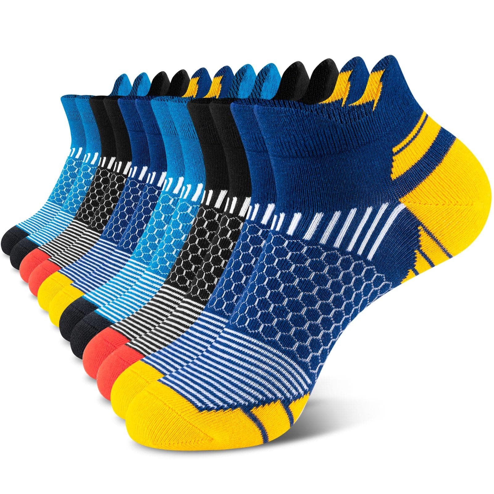 Niofind Chaussettes Basses Rembourré en Coton, Socquettes Respirantes Anti-Cloques de Cheville pour Sport Homme 6 Paires