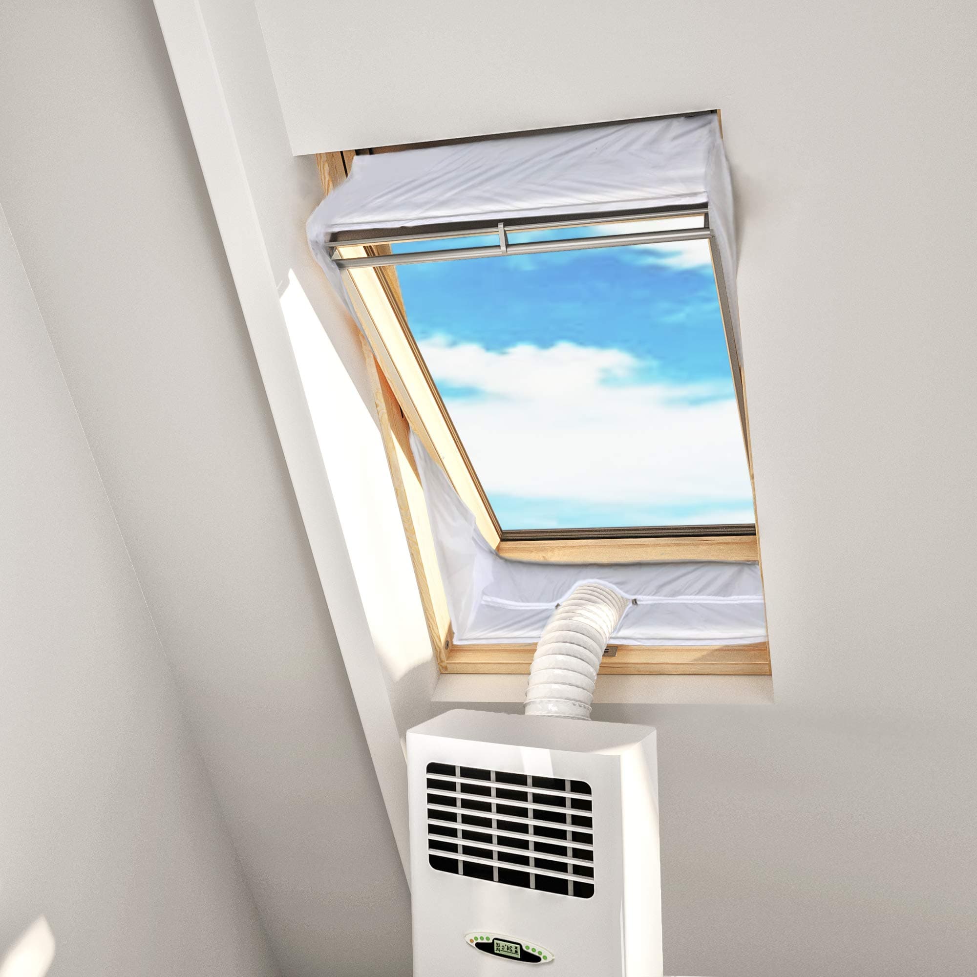 HOOMEE Tissu d’Isolation pour Fenêtre à Pivot Central avec Un Périmètre Allant Jusqu’à 380cm- pour Climatiseur Mobile et Sèche-Linge – Adapté à Toutes Les Unités Mobiles De Climatisation