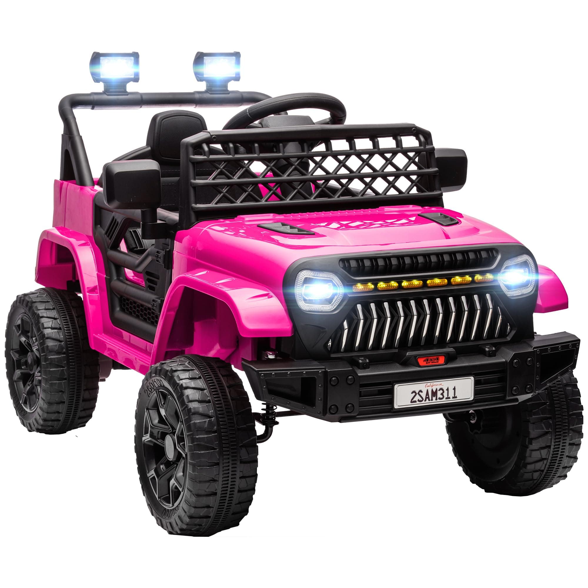 AIYAPLAY Voiture électrique Enfant 4x4 Buggy électrique Enfant 12V Noir | 2 Moteurs, Vitesse Ajustable, Télécommande 2,4Ghz, Port USB, Musique, Klaxon, Lumières LED
