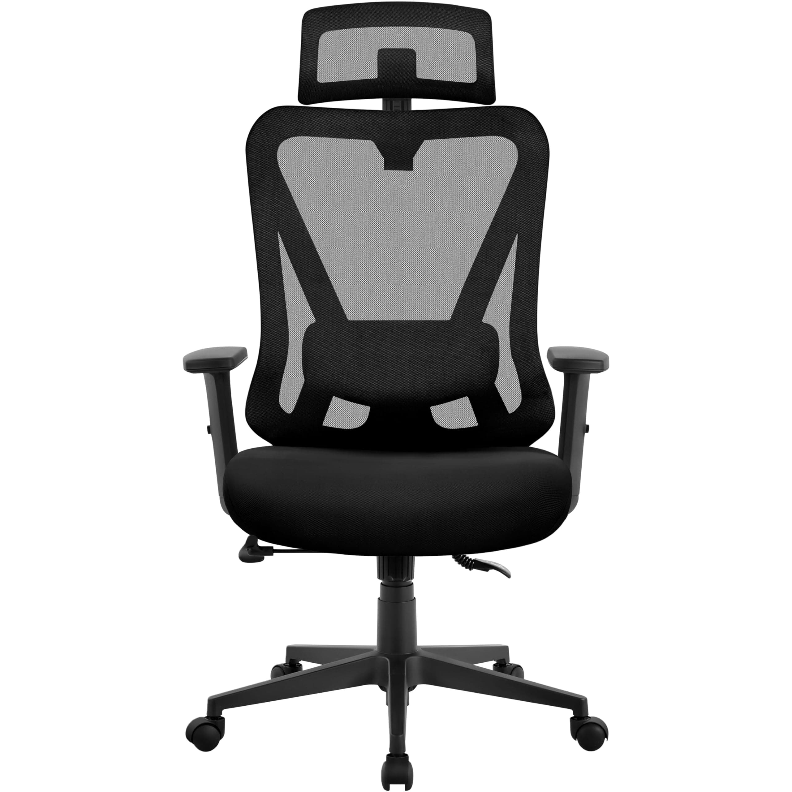 Yaheetech Poltrona/Sedia Ufficio Scrivania Ergonomica Lombare Schienale Reclinabile Bloccabile tra 90° e 130° a Rete Traspirante Braccioli Poggiatesta Regolabili a Ruote Girevole Nera