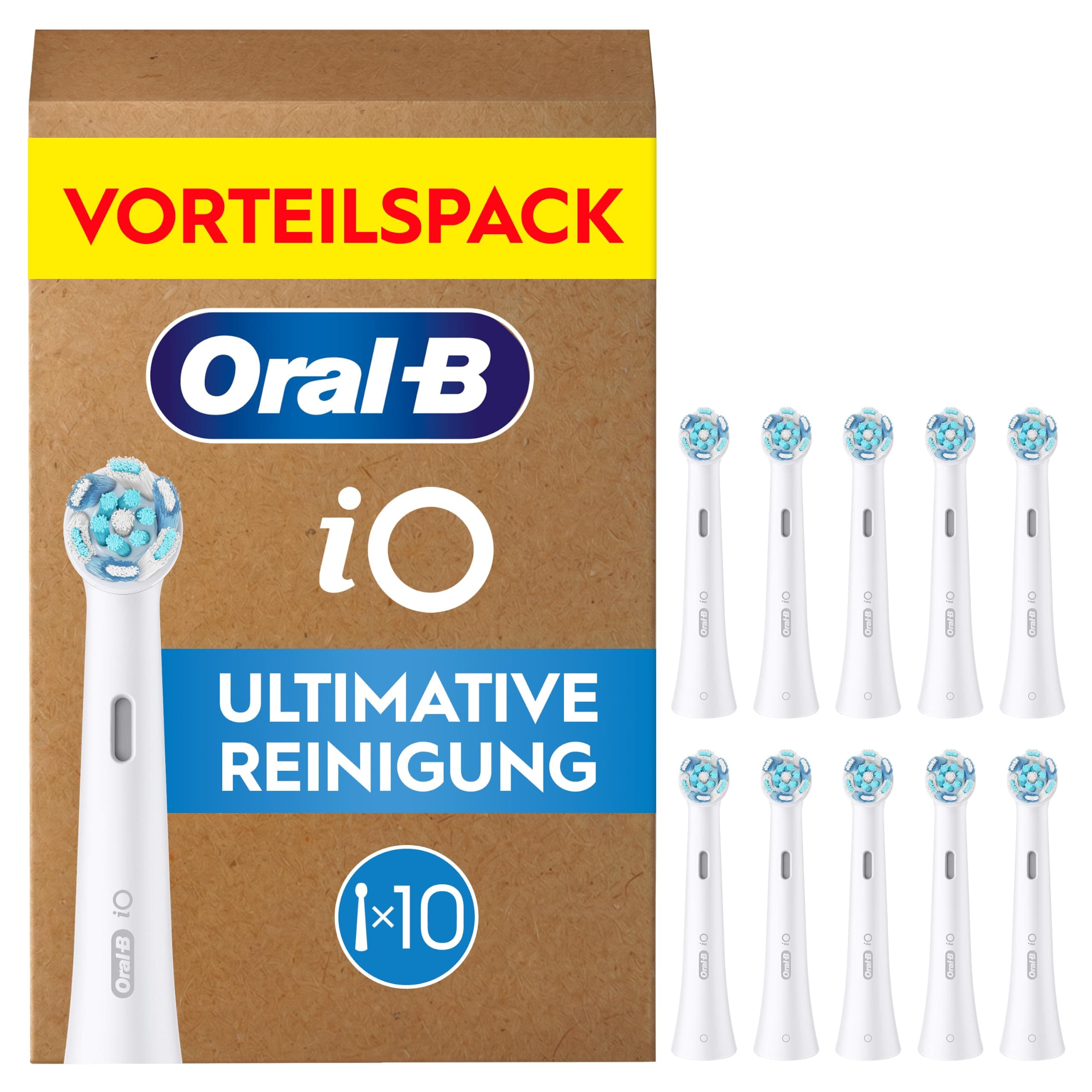 Oral-B iO Aufsteckbürsten Ultimative Reinigung, Weiß, 10 Stück | Original Zahnbürstenaufsatz für Elektrische Zahnbürste, 360° Fortschrittliche Tiefenreinigung und Plaqueentfernung