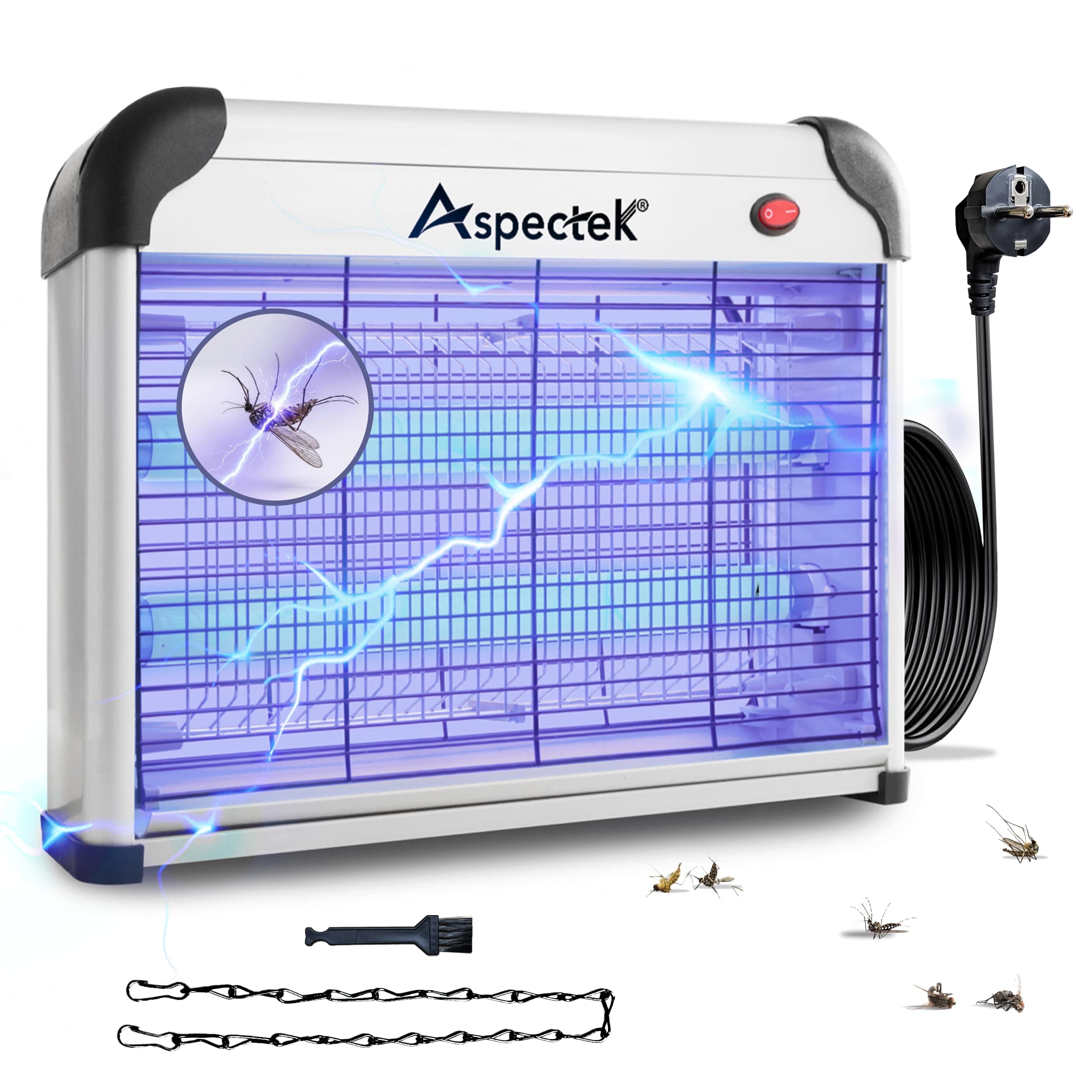 ASPECTEK Lampe Anti-Moustique UV 20W 2800V – Tue-Mouche Électrique Intérieur, Piège à Insectes Volants (Mouches, Moustiques, Moucherons)