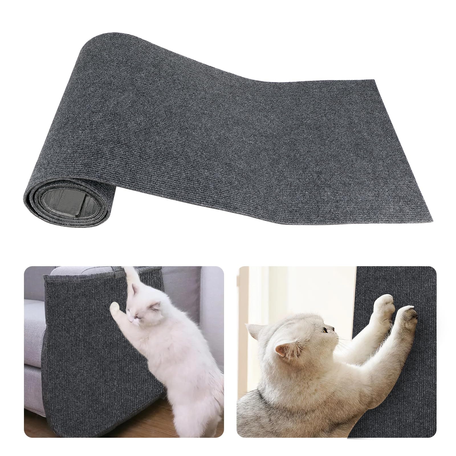 Kasanni Tappeto Tiragraffi Per Gatti 200 Cm X 40 Cm Autoadesivo Antigraffio Gatto Divano Diy Tappetino Tiragraffi Per Gatti Proteggi Adatto Per la Protezione di Divani (Grigio scuro)