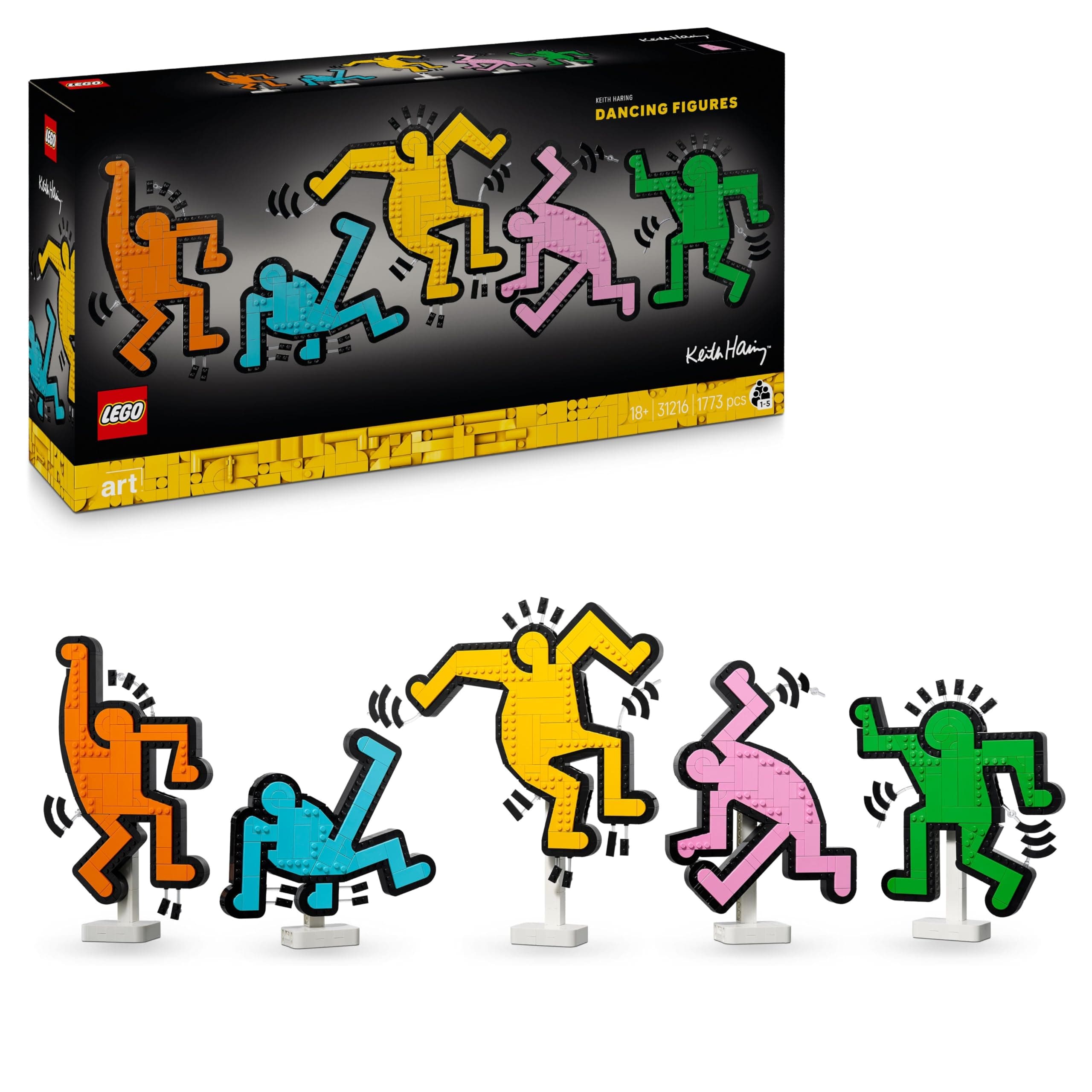 LEGO Art Keith Haring – Les Figures Dansantes - Set de Construction - Art Mural ou Décoration Intérieure DIY pour Maison ou Bureau aux Couleurs Vives - Cadeau Original pour Adulte 31216