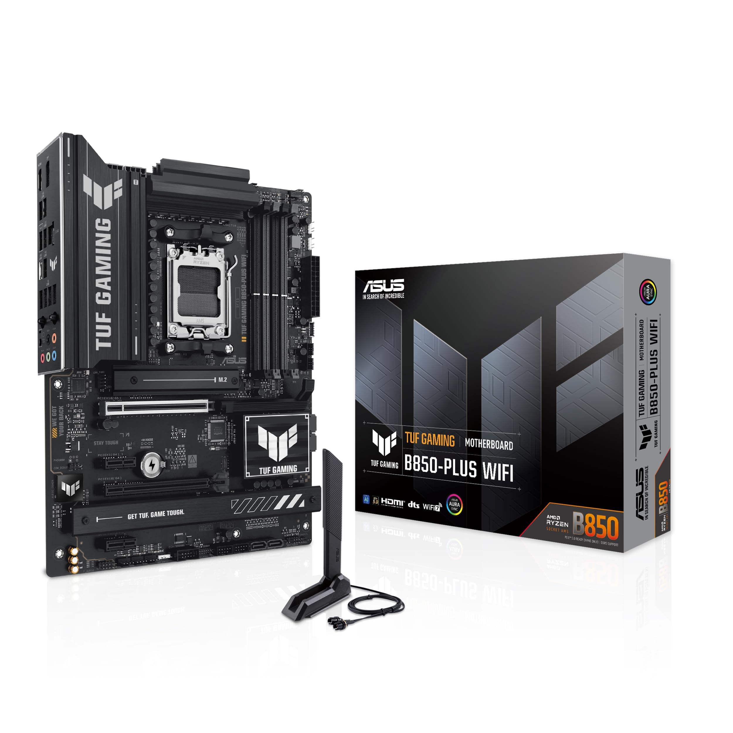 ASUS TUF Gaming B850-Plus WiFi, Scheda Madre AMD ATX, 14+2+1 Fasi Alimentazione, Slot DDR5, PCIe 5.0, 3 slot M.2, WiFi 7, Ethernet Realtek 2,5 GB, USB-C da 20 Gbps, BIOS Flashback e Aura Sync