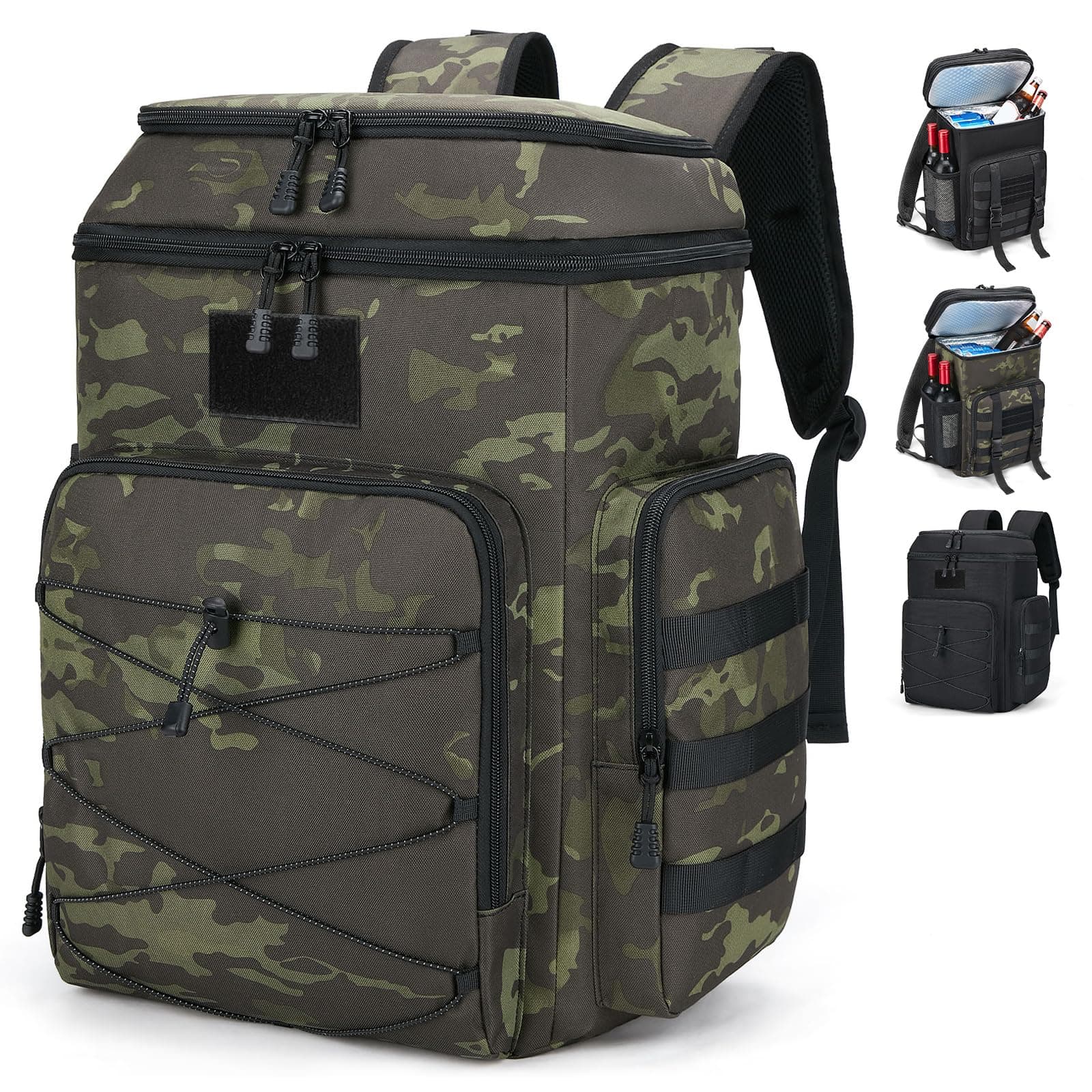 HSHRISH Zaino Termico Uomo 30L Doppio Strato Antifuga Regolabile Robusto | Spallacci Tasche laterali Cinghie elastiche Dorsale traspirante Facile da pulire Picnic Campeggio Spiaggia BBQ Viaggi